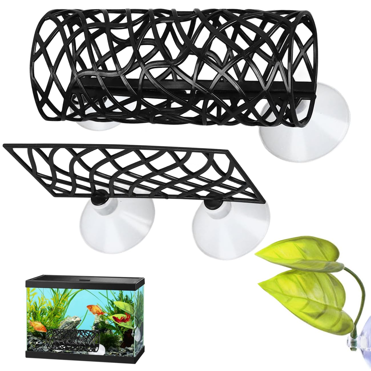 Betta Fish Tunnel Tube Betta Fish Toys Fish Tank Accessories Betta Fish Leaf Pad for Betta Hammock Tube House Small Fish Shrimp 