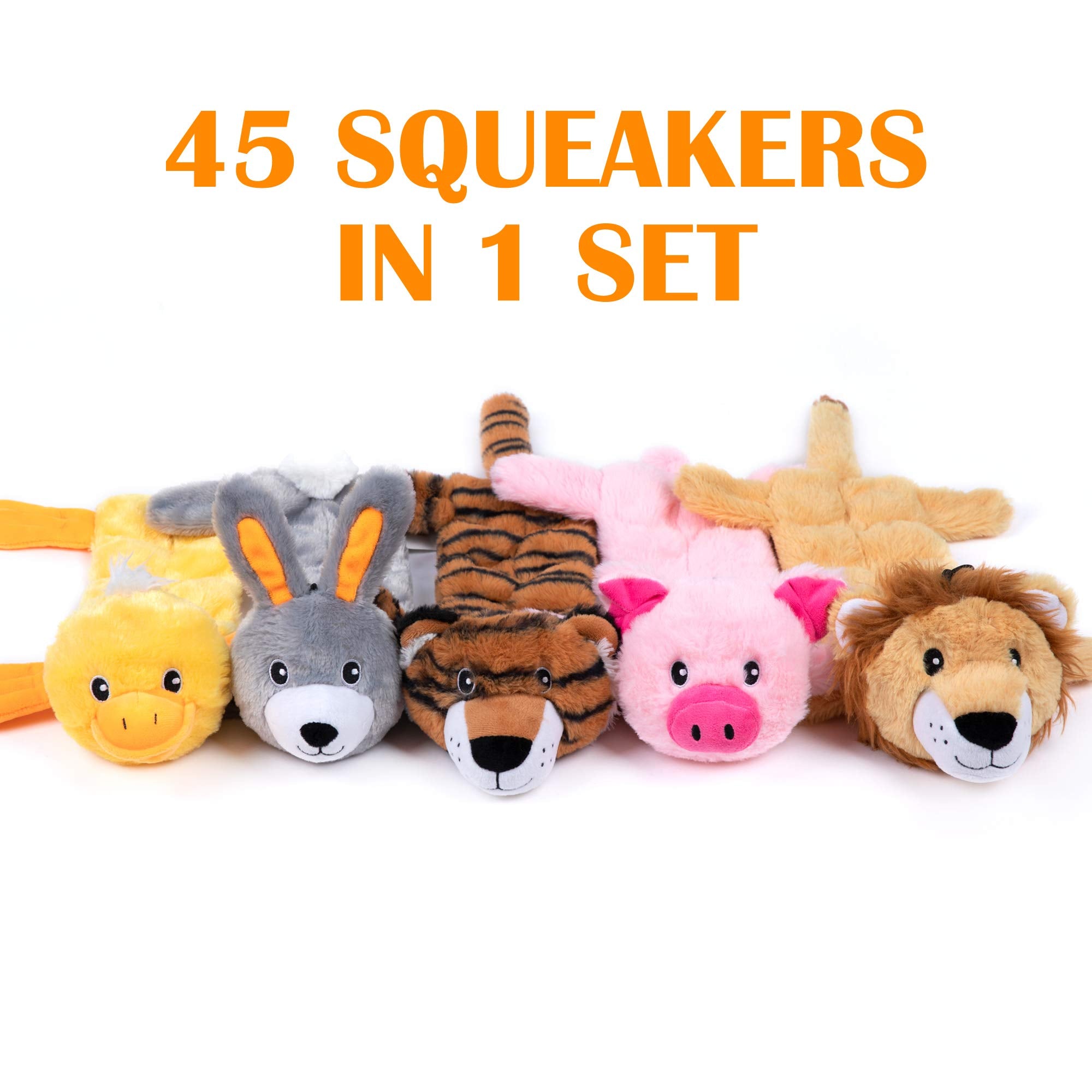 Nocciola 5 Pcs Less Stuffing Dog Squeaky Toys For Aggressive Chewers, Durable Plush Dog Toy Set With Stuffed Head For Small To Large Dogs
