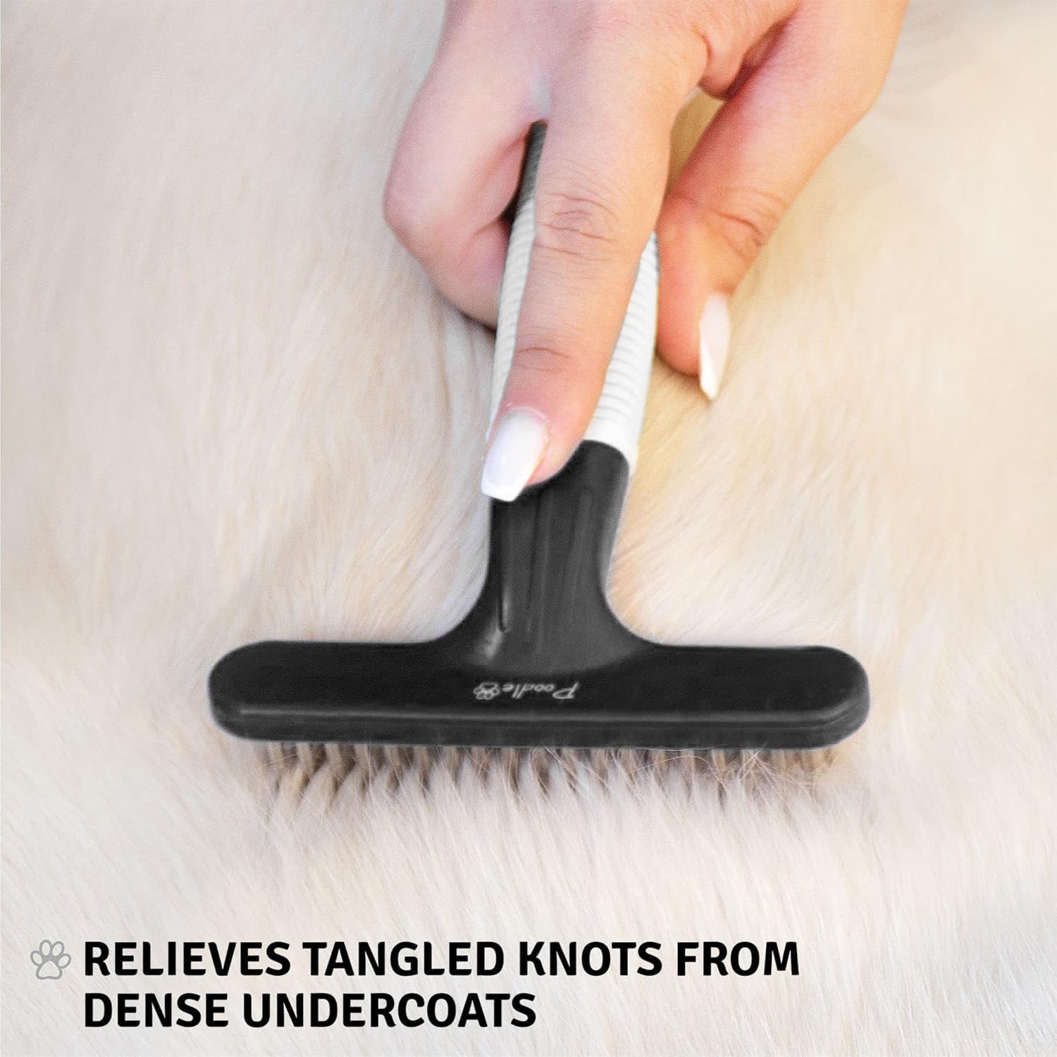 POODLIE Poodle Pet Dog Grooming Rake | Dematting Tool with Stainless Steel Shedding Comb for Pets | 2 Rows of Pins Gently Remove