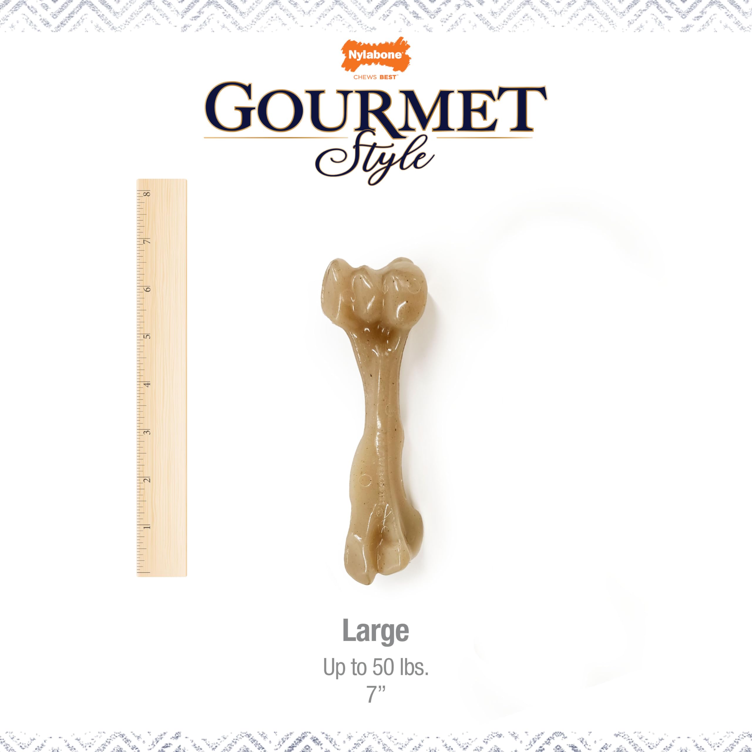 Nylabone Gourmet Style Femur Bone Strong Chew Toy for Dogs, Baby Back Rib Flavor, Large - Up to 50 lb., 1 Count