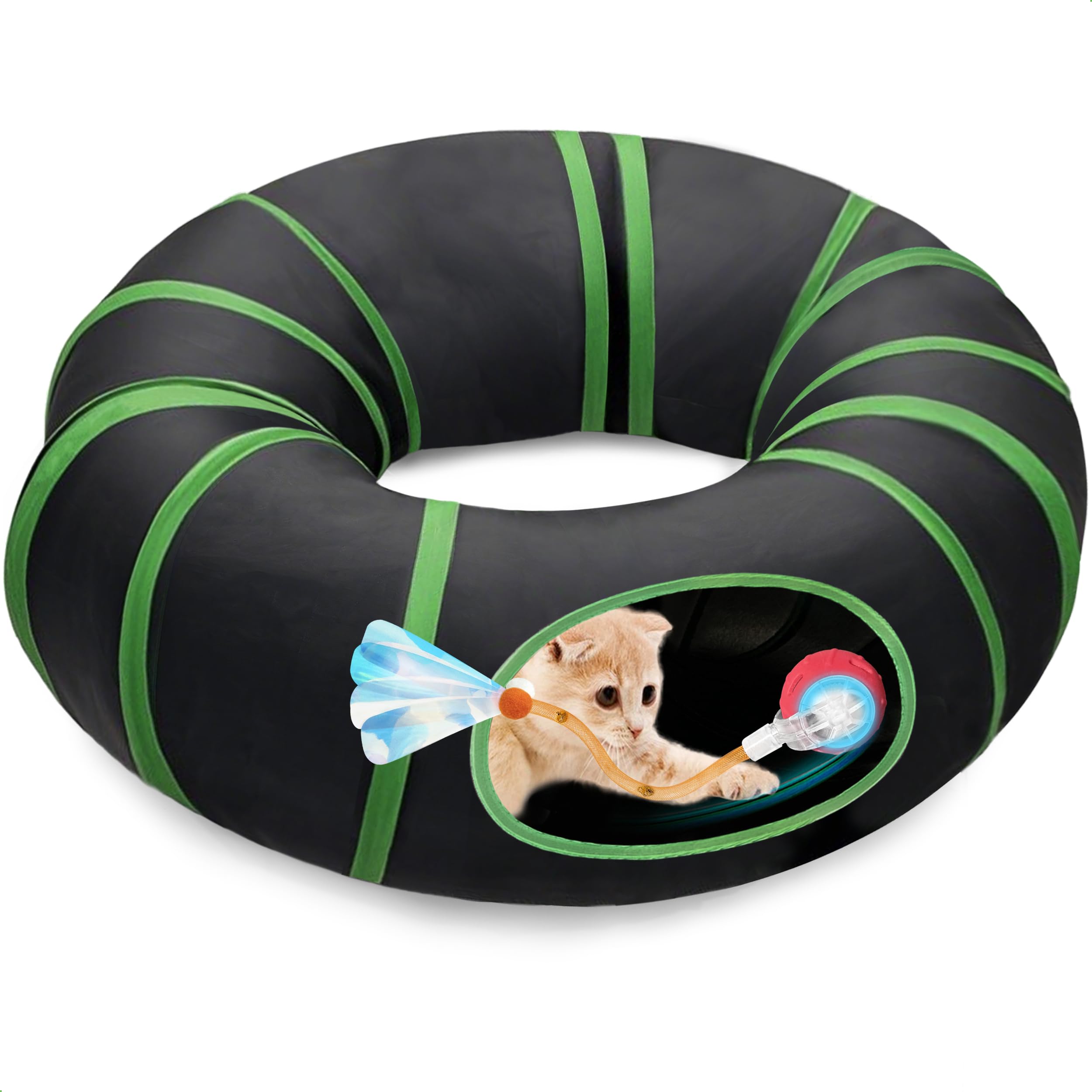 metiya Interactive Cat Toys Ball Fast Rolling in Cat Tunnel - Motion-Activated Ball in Enrichment Tunnel,Hide & Seek Puzzle Game