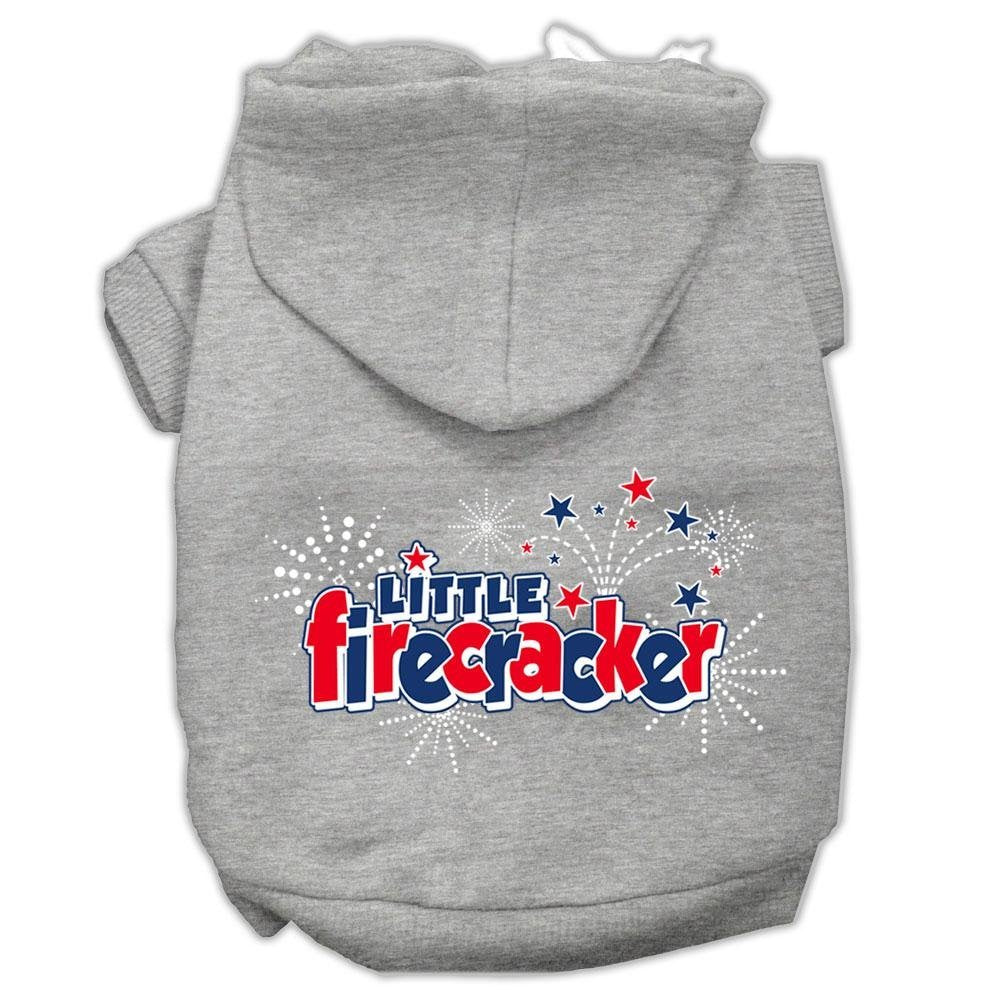 Pet Dog & Cat Hoodie Screen Printed, 'Little Firecracker' Gray Xl (14-20 Lbs.)