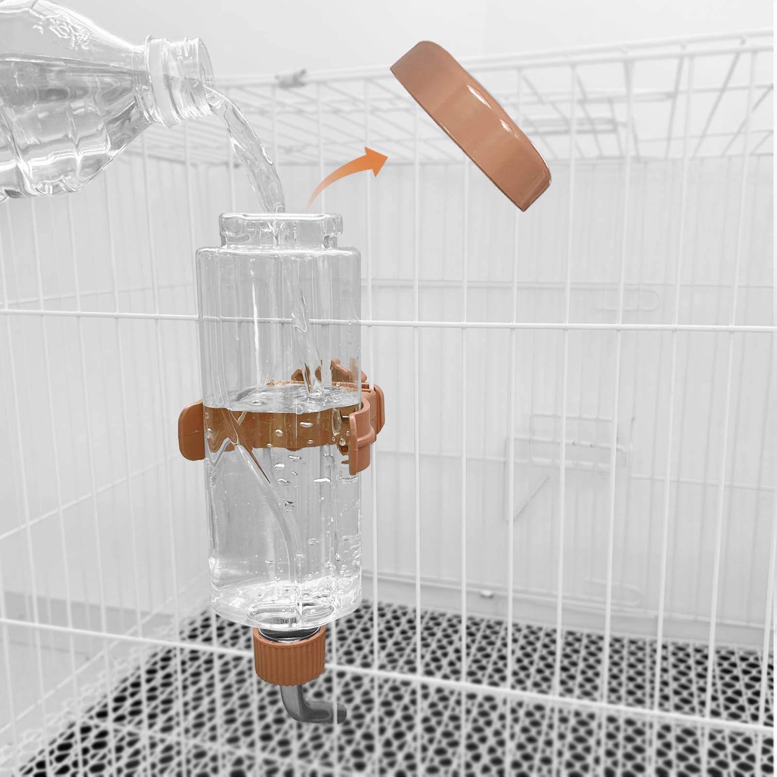 Los Andes 16.9Oz Small Animal Water Bottle For Cage,Crate, Top Fill Water Dispenser For Guinea Pigs/Bunnies/Ferrets/Squirrel/Hed