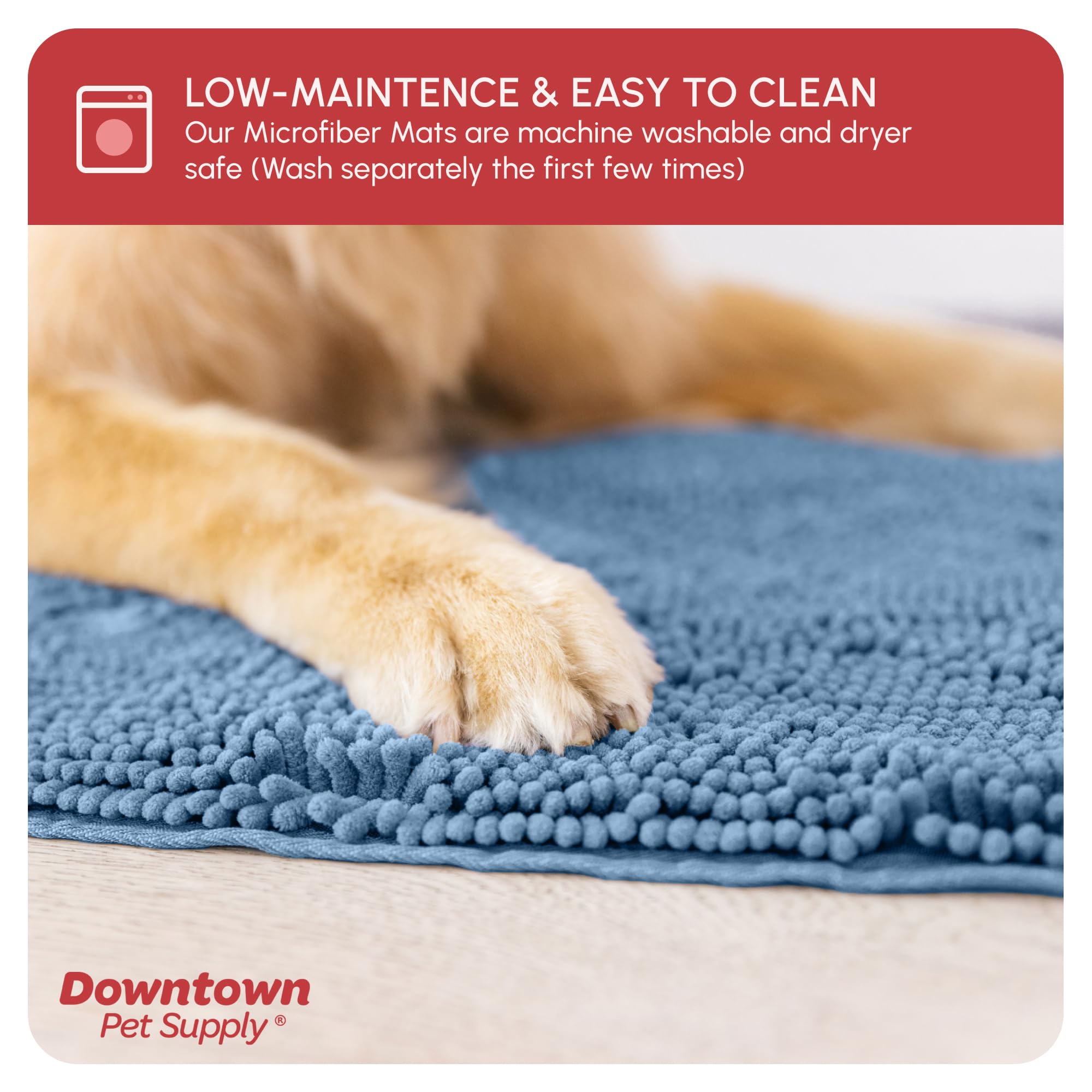 My Doggy Place Microfiber Dog Mat for Muddy Paws, 60 x 36 Faded Denim - Non-Slip, Absorbent and Quick-Drying Dog Paw Cleaning Ma