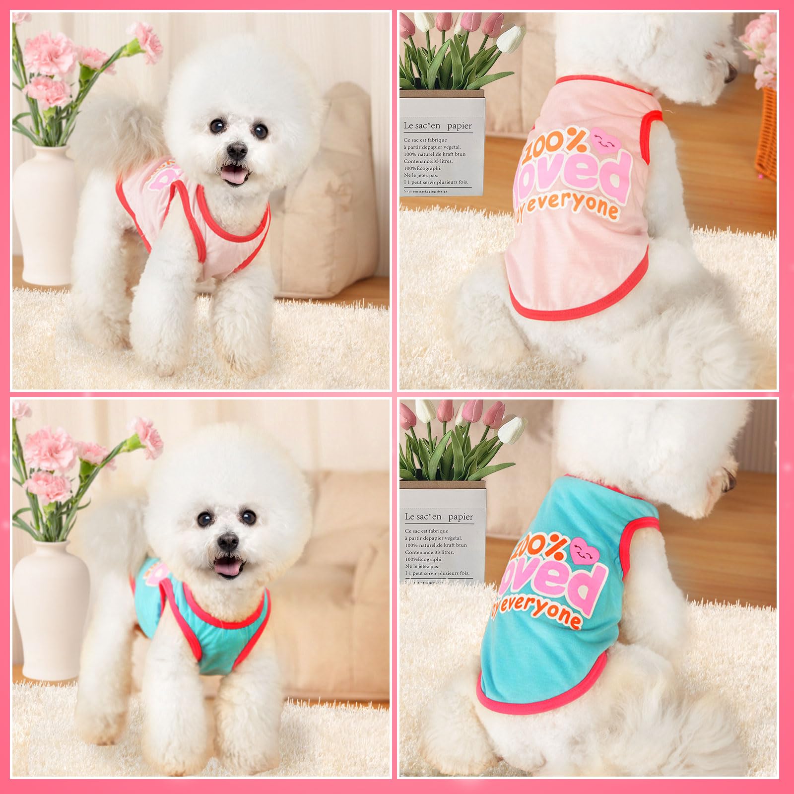 Axiijgl 4 Pack Dog Shirts For Small Dogs Lightweight Shirt Sleeveless Tshirt Small Dog Clothes Stretchy Puppy Cat Pet Clothes Fo