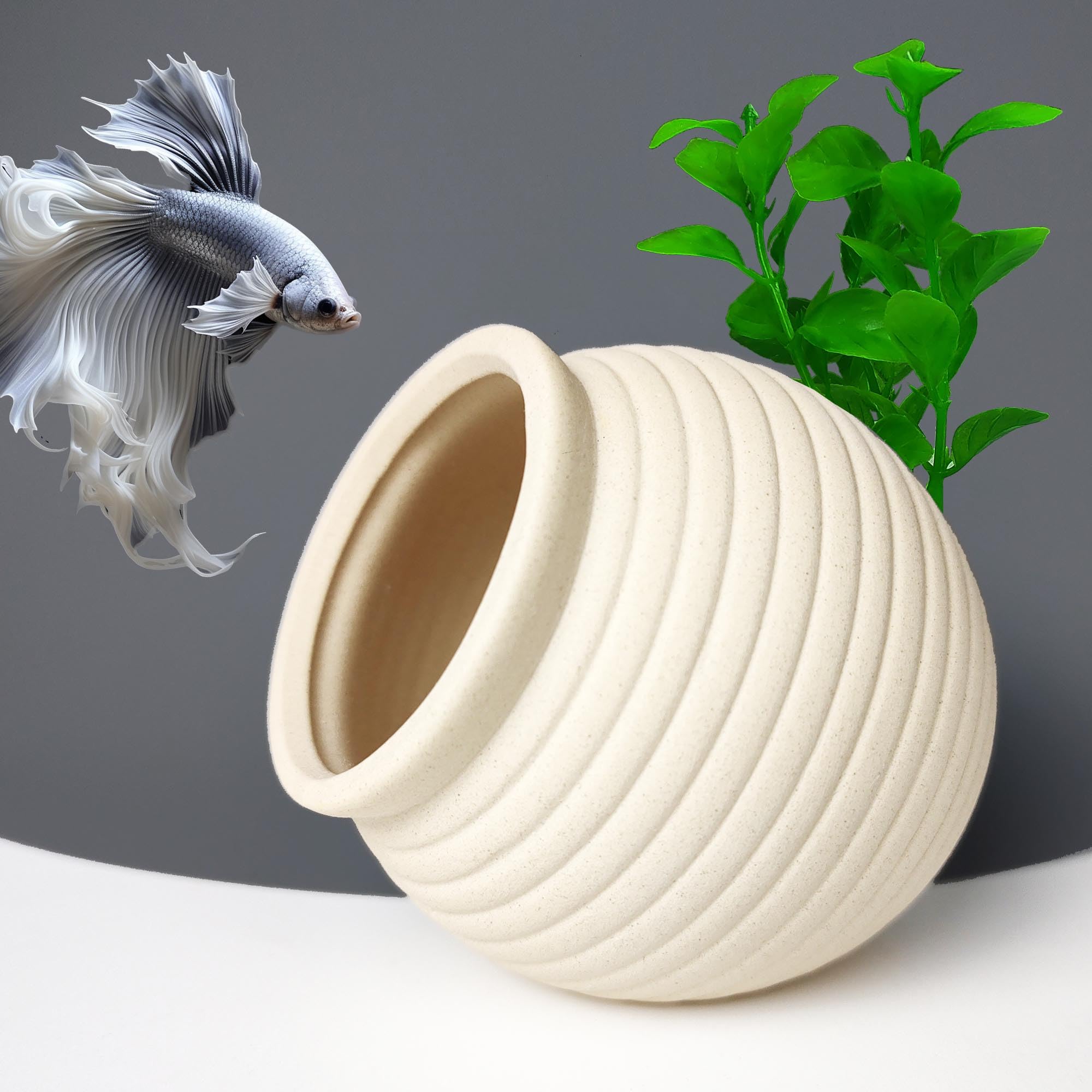 SpringSmart Aquarium Decor Rock Betta Fish Tank Decorations Ceramic Hideout Stone for Fish Shrimp Turtle Crab to Breed, Rest and