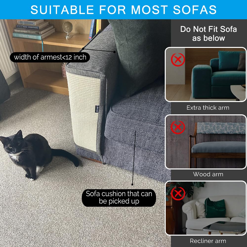 Natuya Furniture Protectors From Cats-Cat Furniture Protector-Cat Scratch Deterrent Cushion-Stretchable Anti-Scratch Sofa Cushion (Dark Gray, Left)