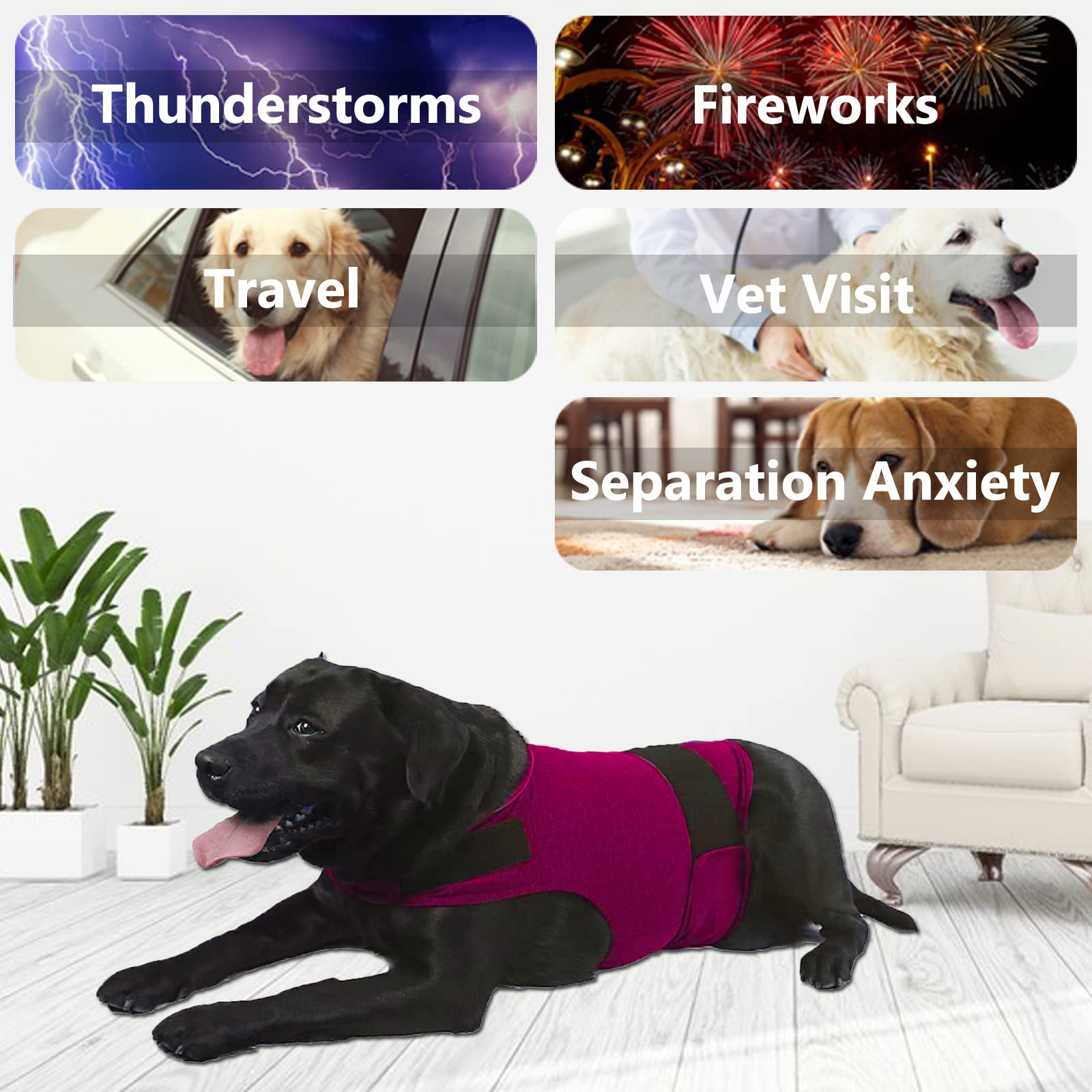 HCHYEY Dog Anxiety Jacket, Skin-Friendly Dog Calming Shirt - Dog Coat for Thunder, Fireworks and Separation - Keep Pet Calm With