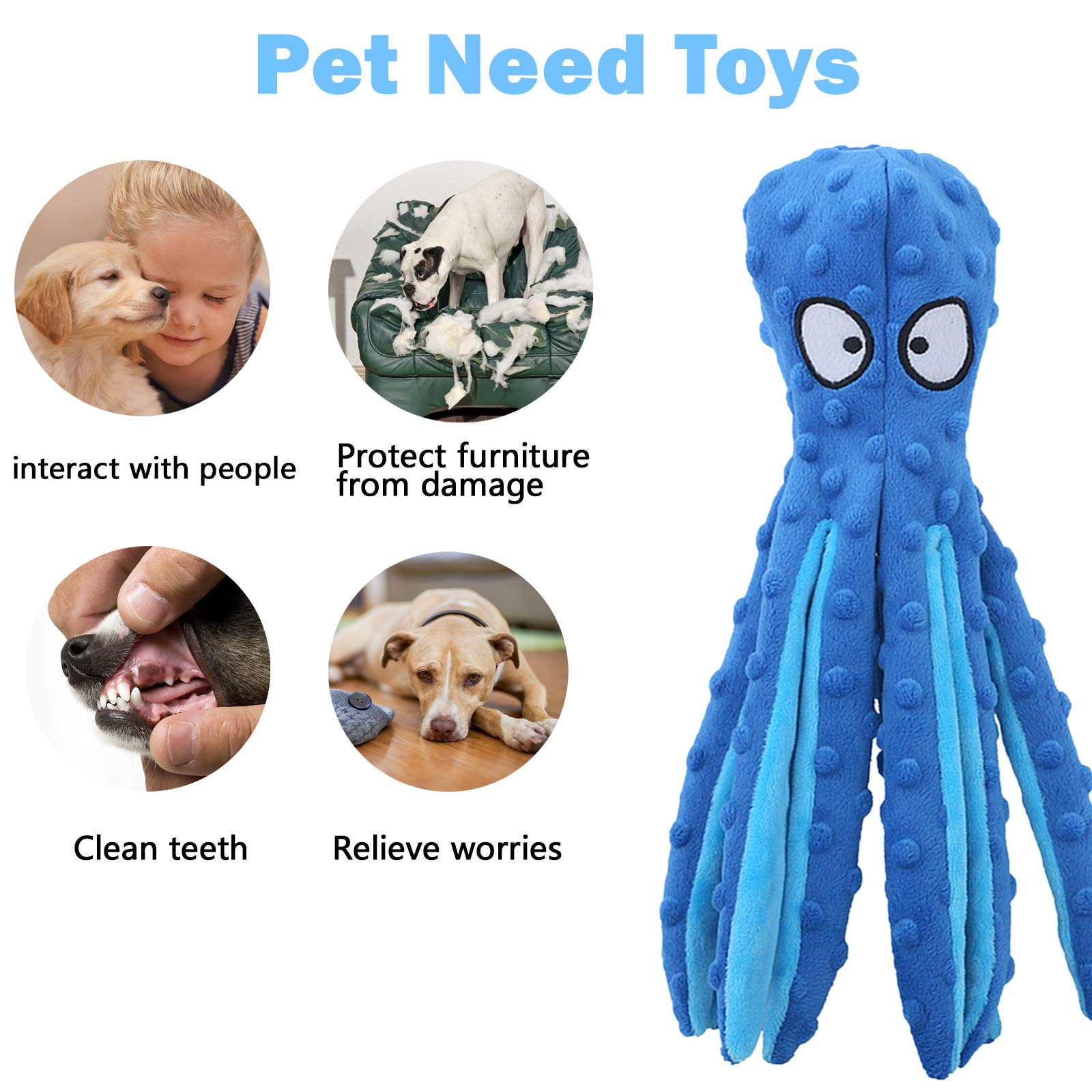 Cnarery [2 Pack] Dog Plush Toys, Interactive Squeaky Puppy Toys, Dog Toys With Crinkle, Durable Stuffed Dog Chew Toys For Puppy,