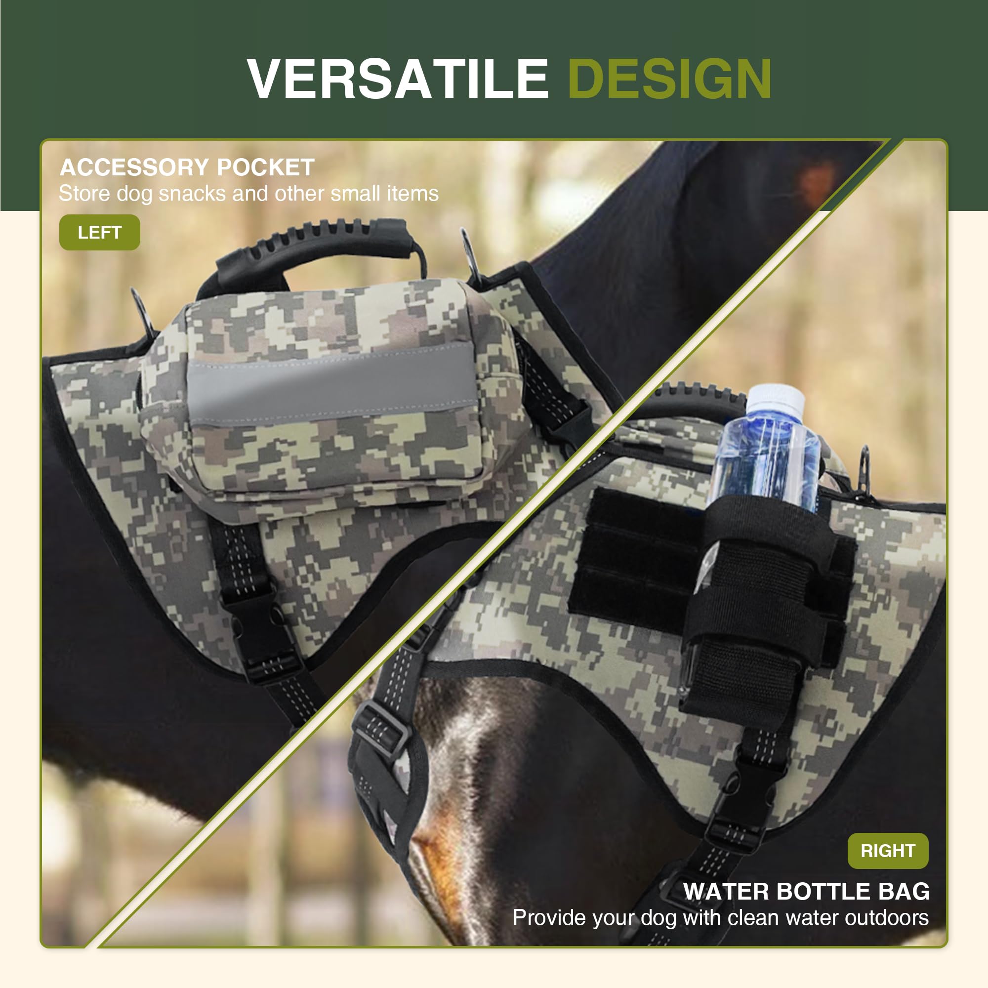 Dog Tactical Harness With Reflective Design, Breathable And Adjustable Tactical Dog Vest, No Choke Harness, Military Grade Gear