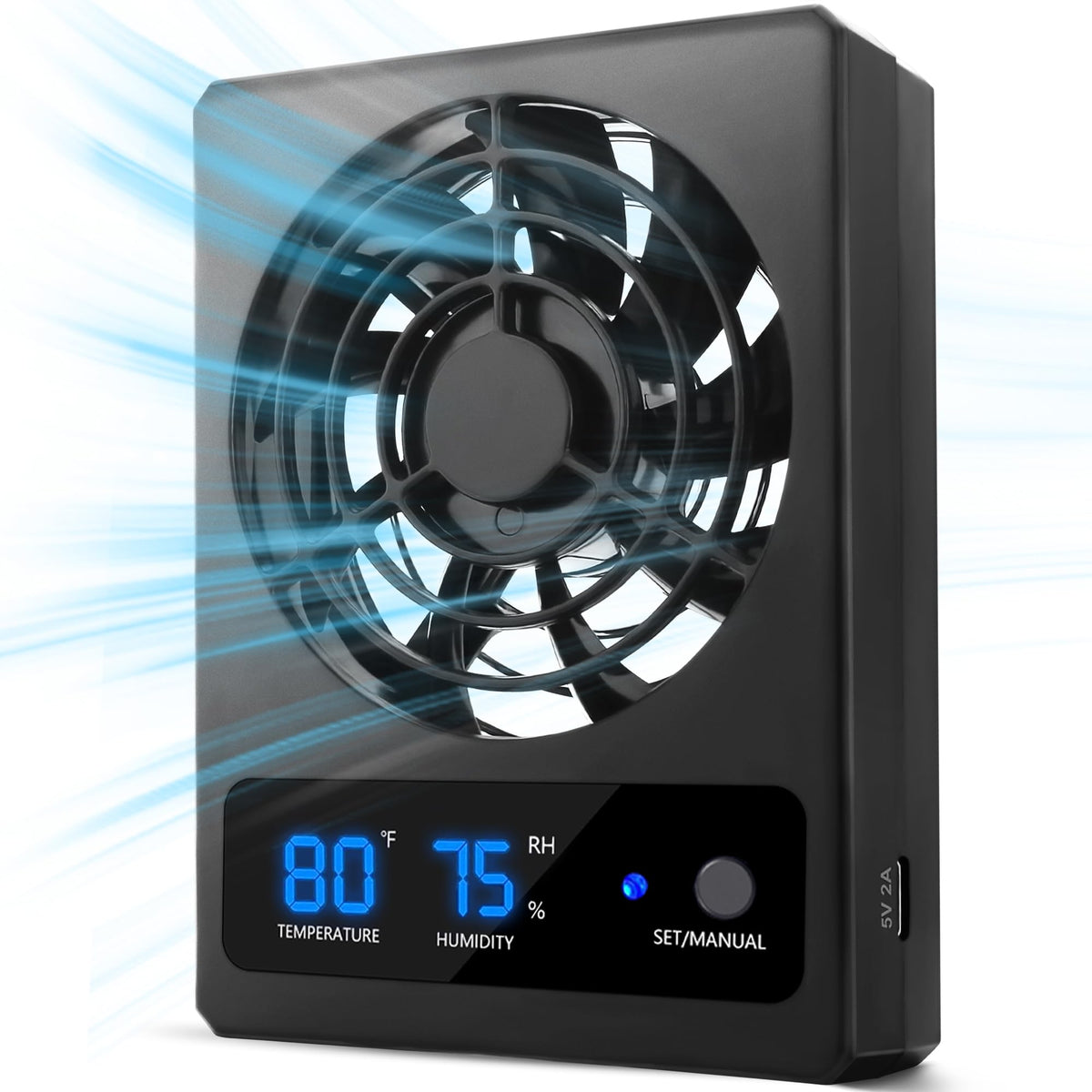 Eckpo 2Pcs Reptile Ventilation Fan With Humidity Sensor And High-Temp Alarm, Fan Dehumidifier For Reptile Enclosure And Terrariu