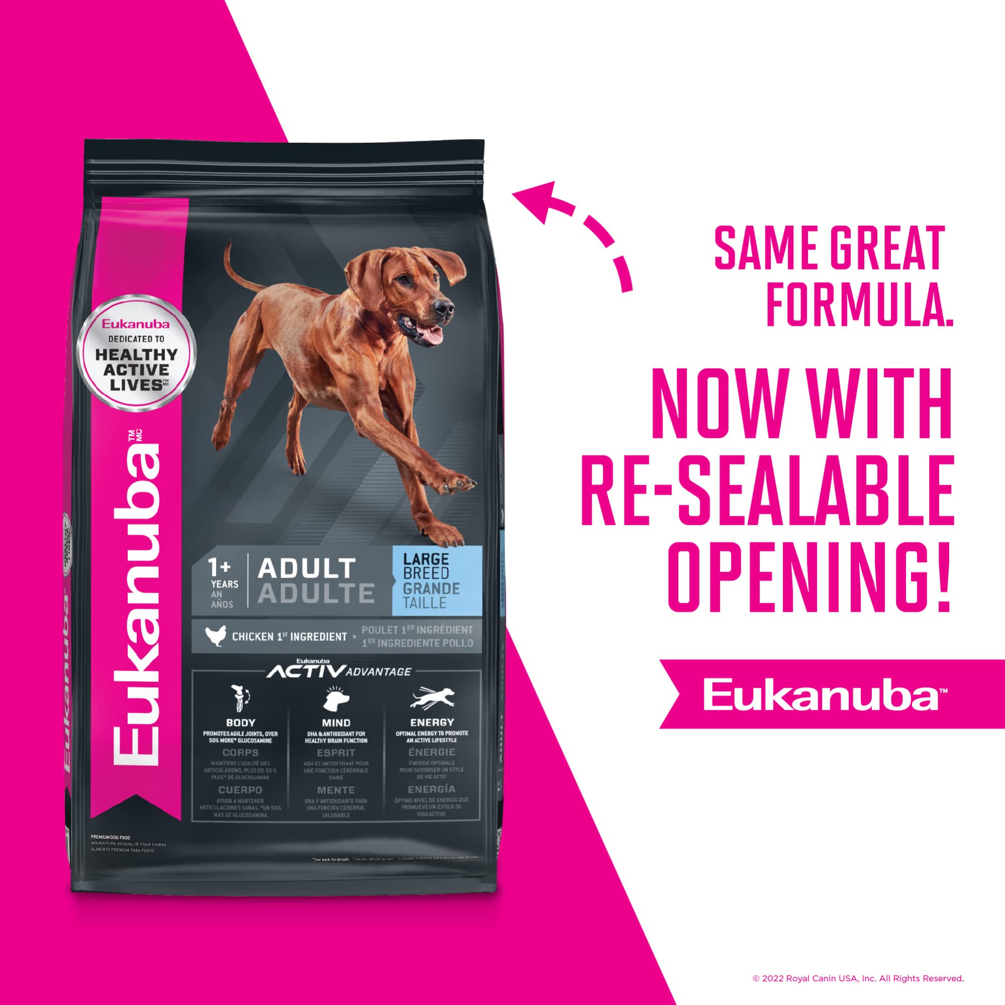 Eukanuba Adult Large Breed Dog Food Dry, Dry Dog Food with Protein, DHA and Vitamins, 30 lb Bag