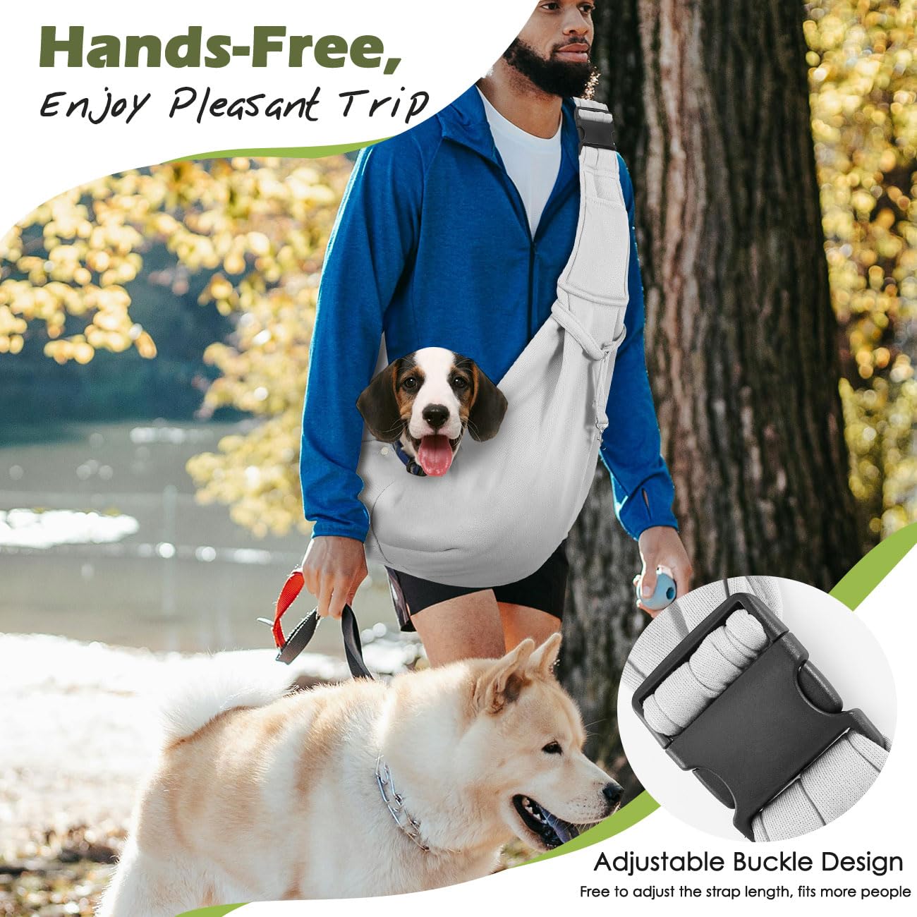 Pawaboo Small Dog Sling Carrier, Reversible Hands Free Dog Sling Carrier For Small Dogs And Cats, Puppy Sling Carrier With Adjus