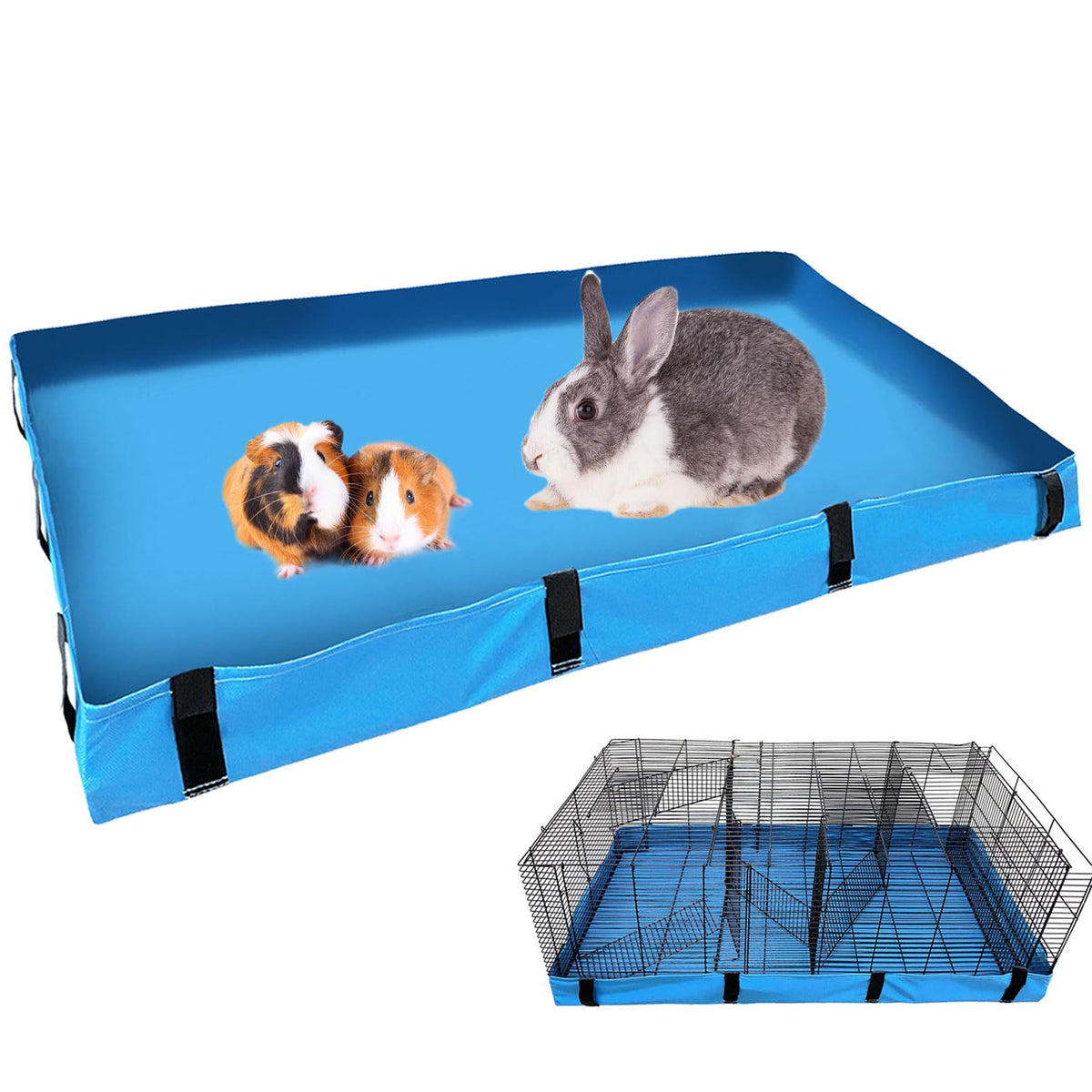 Kathson 47X24 Guinea Pig Cage Liner Tarp Bottom Guinea Pig Habitat Canvas Bottom For C & C Grids Cages Leakproof Washable Cage Liner Base For Small Animals Hamster Rabbits Cage Accessories,Blue