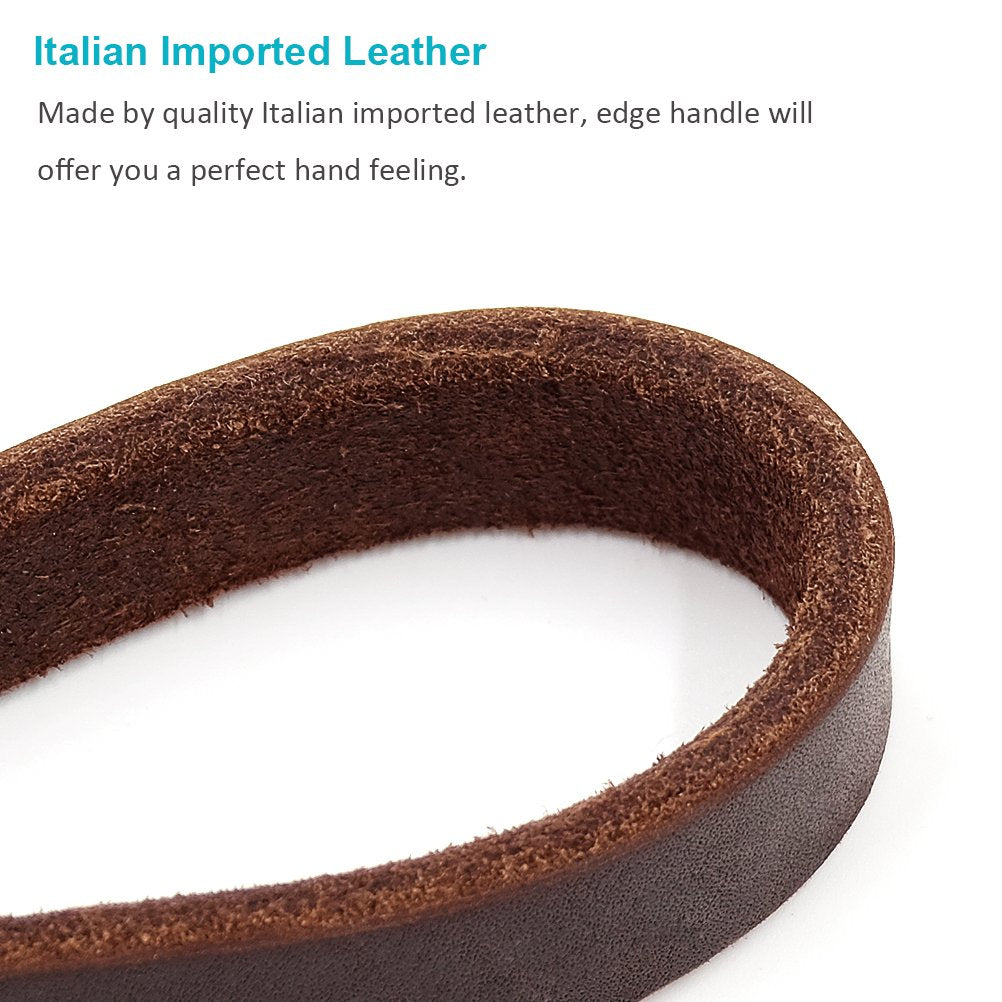 Fairwin Leather Short Dog Leash 12' - Short Dog Traffic Lead Leash For Large Dogs Training And Walking (Width: 3/4') (Brown-New)