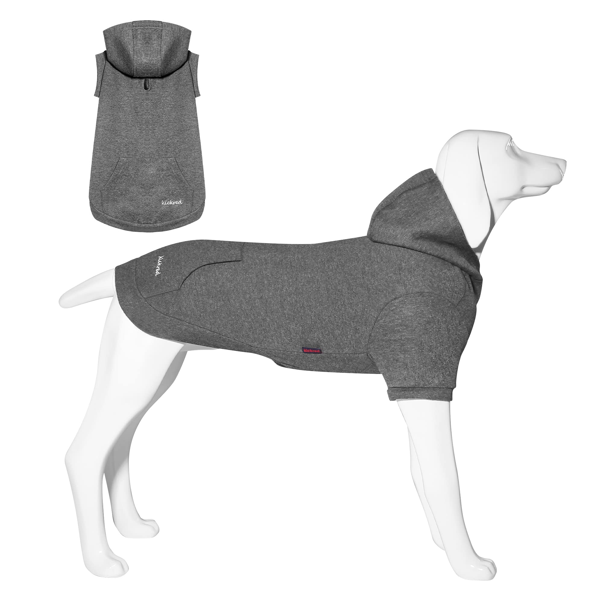 Kickred Basic Dog Hoodie Sweatshirts, Pet Clothes Hoodies Sweater With Hat And Leash Hole, Soft Cotton Outfit Coat For Large Medium Small Dogs, L