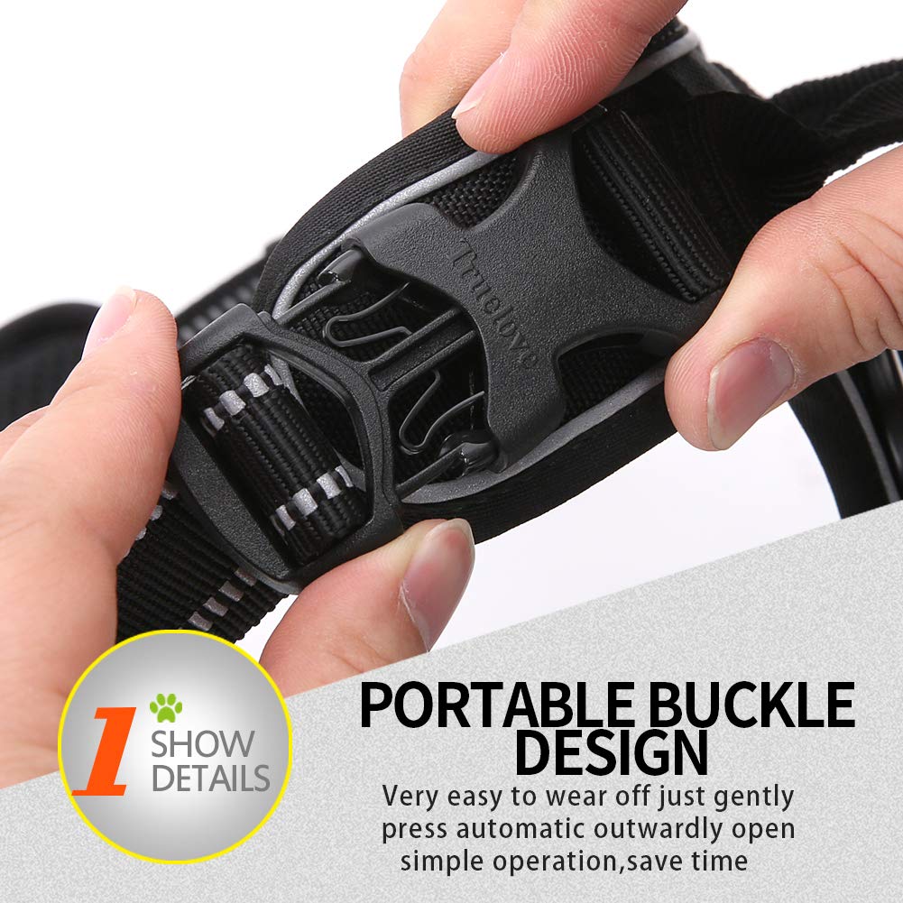 Juxzh Truelove Soft Front Dog Harness .Reflective No Pull Harness With Handle And 2 Leash Attachments Grass Green