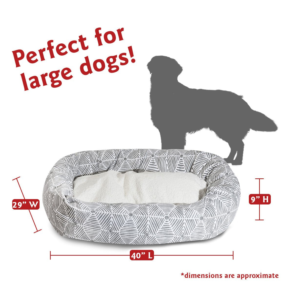 Majestic Pet 40'' Charlie Gray Sherpa Bagel Bed