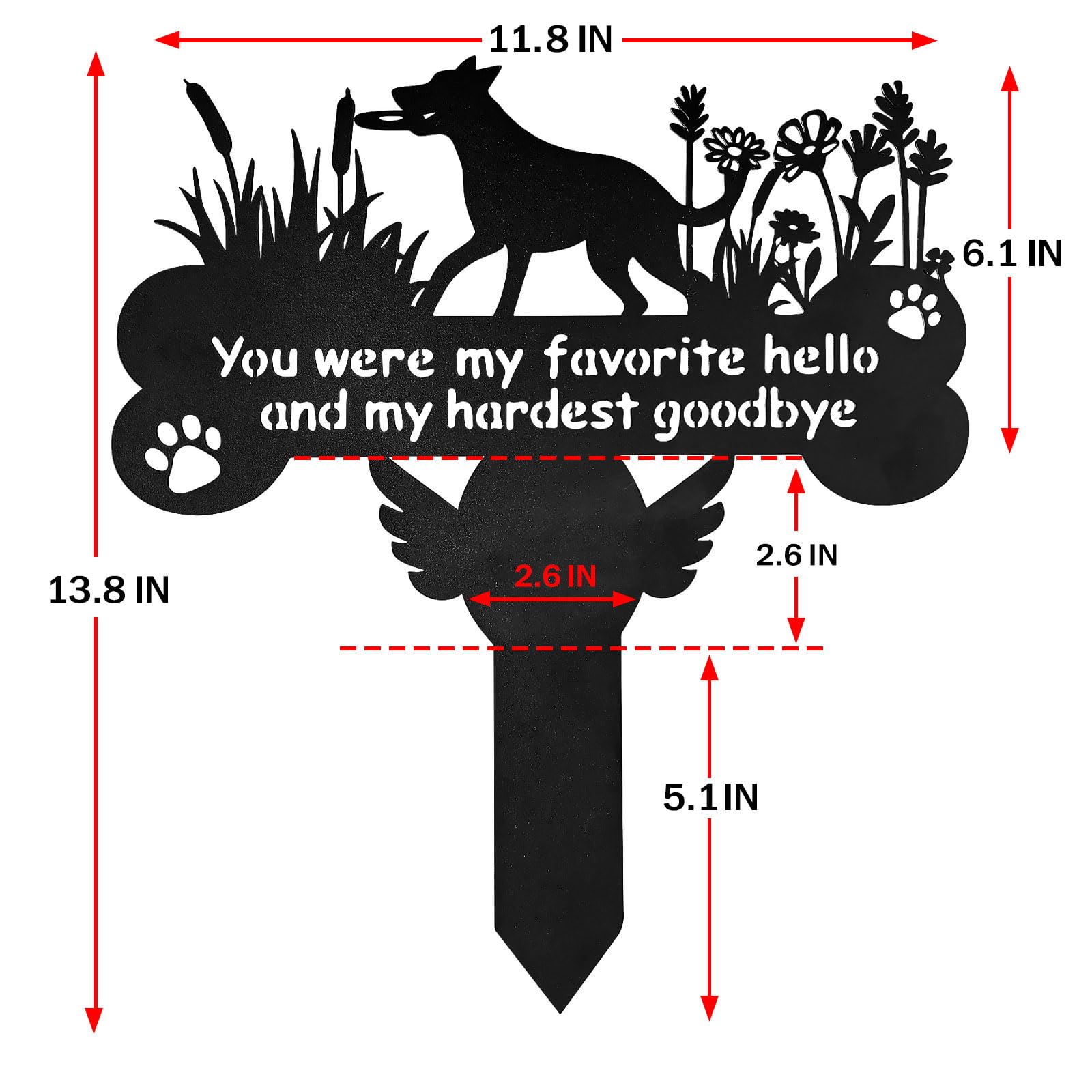 Dog Grave Markers, 12''X 14'' Metal Baked Enamel Memorial Dog Stake For Pet Headstone Decorations, Waterproof Pets Cemetery Plaq