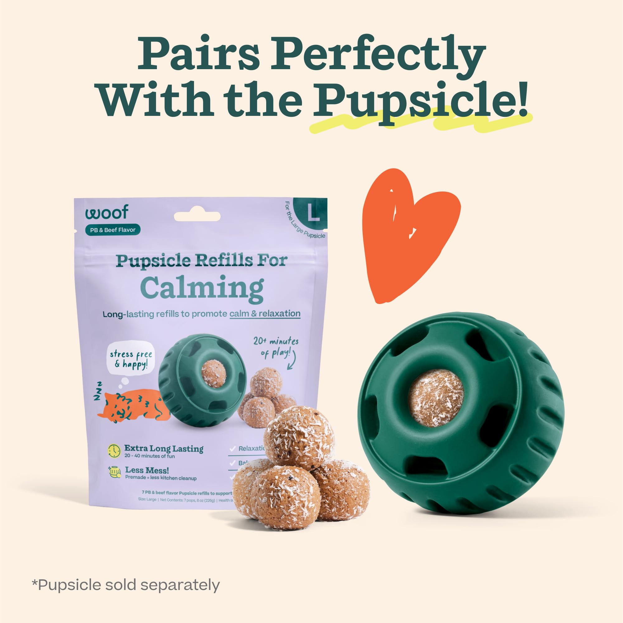 WOOF Pupsicle Refill Pops for Calming - Long-Lasting Refills for The Pupsicle Toy to Promote Calm - Calming Dog Treats - Magnesi