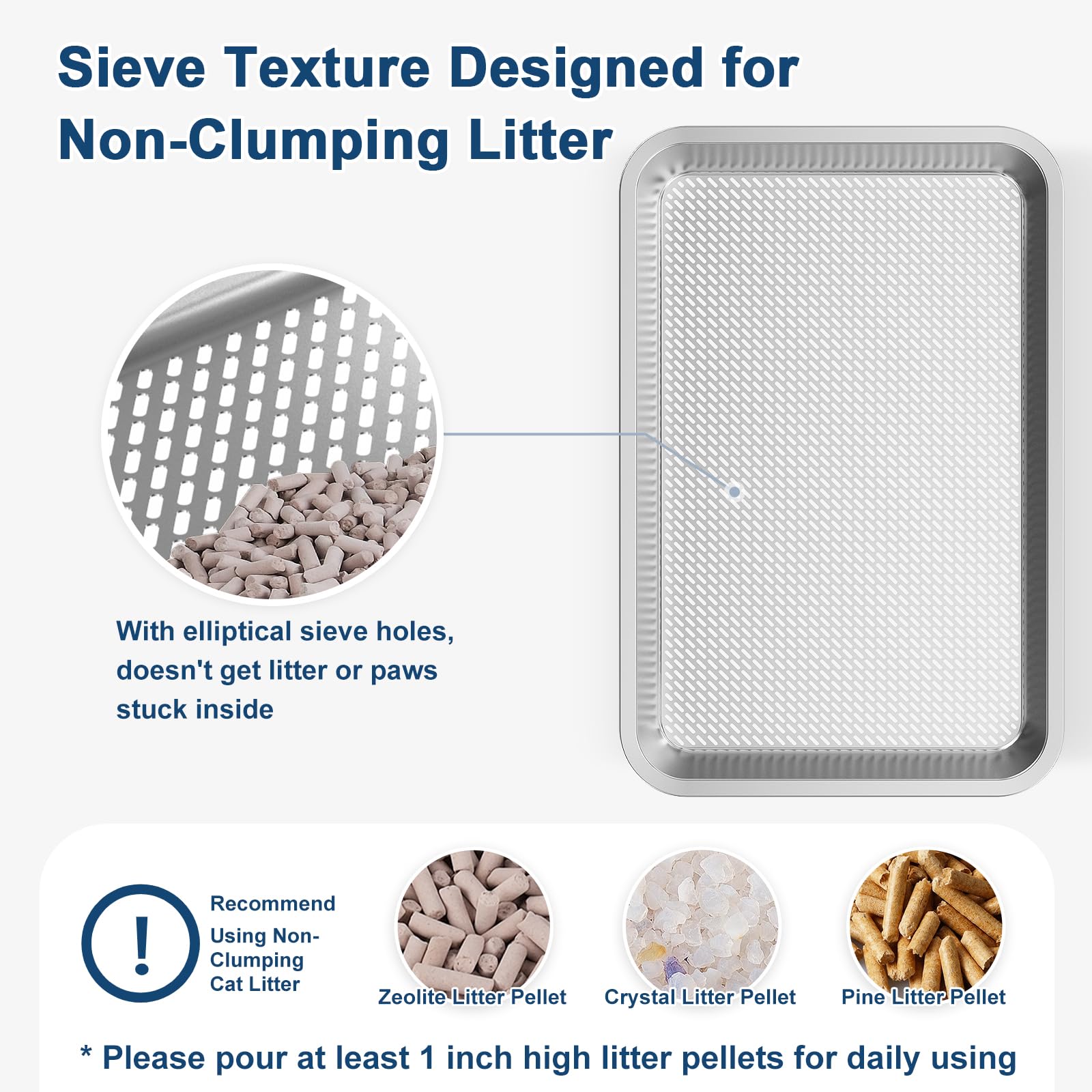 23.5''X15.7''X6'' Enclosed Stainless Steel Litter Box With Lid, Xl Sifting Litter Box For Pine Pellets, High Sides Metal Litter