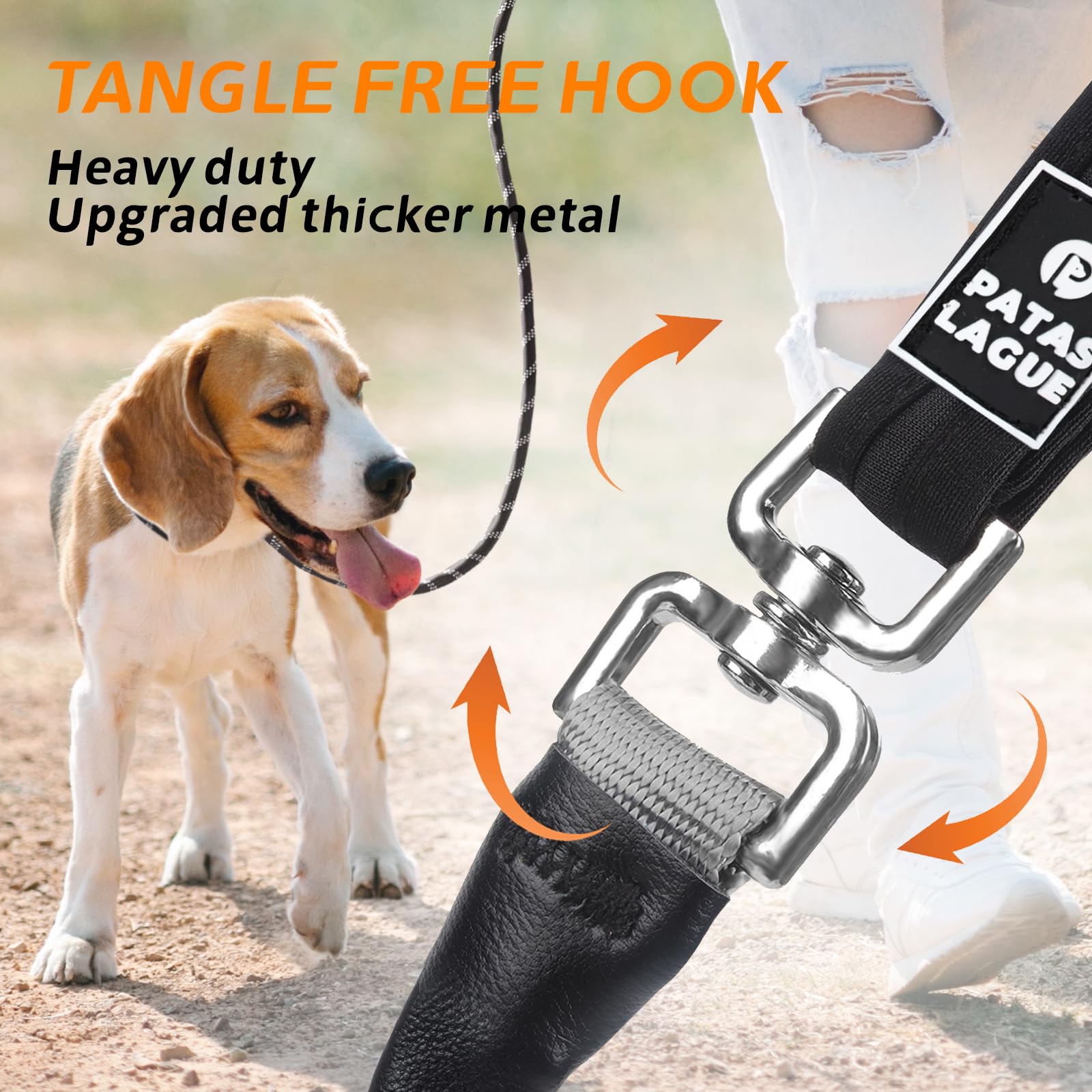 Patas Lague Slip Lead Dog Leash For Dogs, Heavy Duty Highly Reflective Premium Quality Training Slip Loop Leash With 360 Swivel