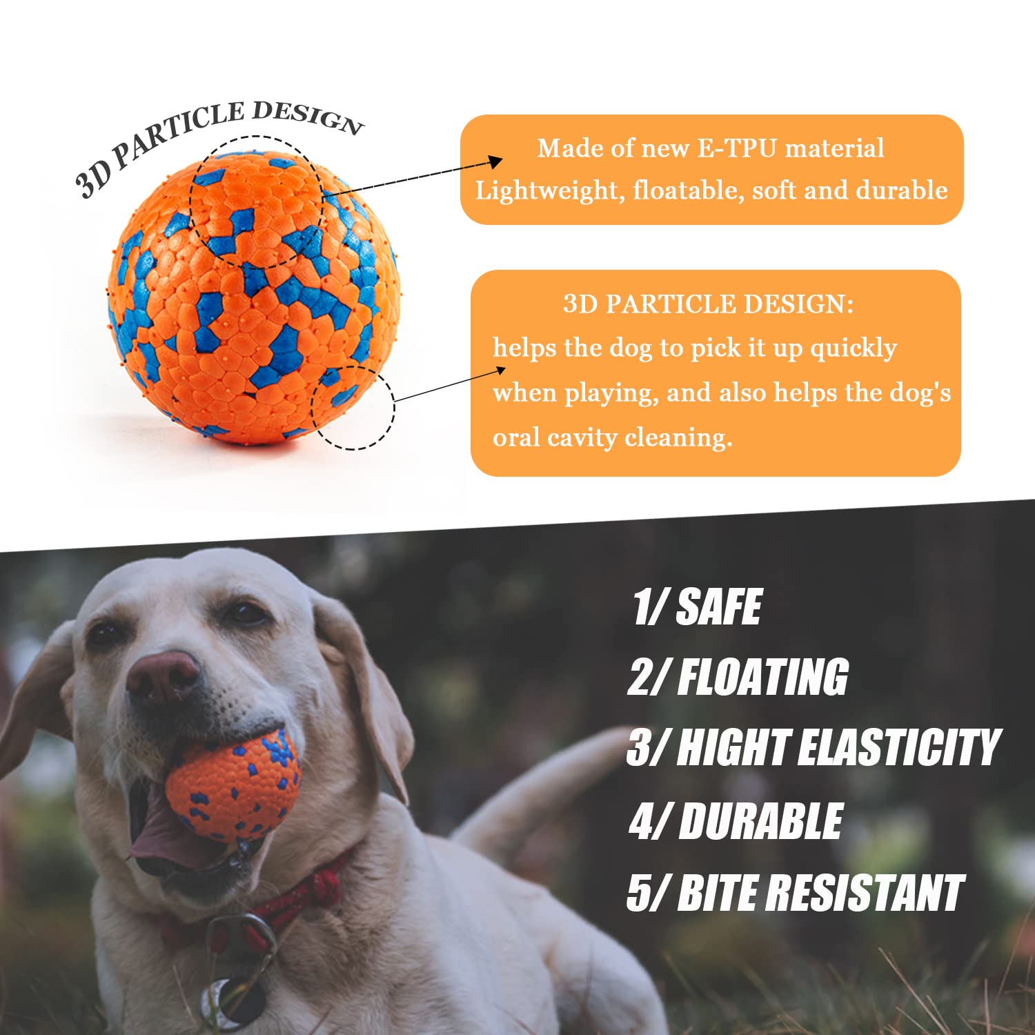 Dlder Dog Balls For Aggressive Chewers,Indestructible Floating Bouncy Balls For Dogs Small Breed,Lightweight Durable Solid Dog B