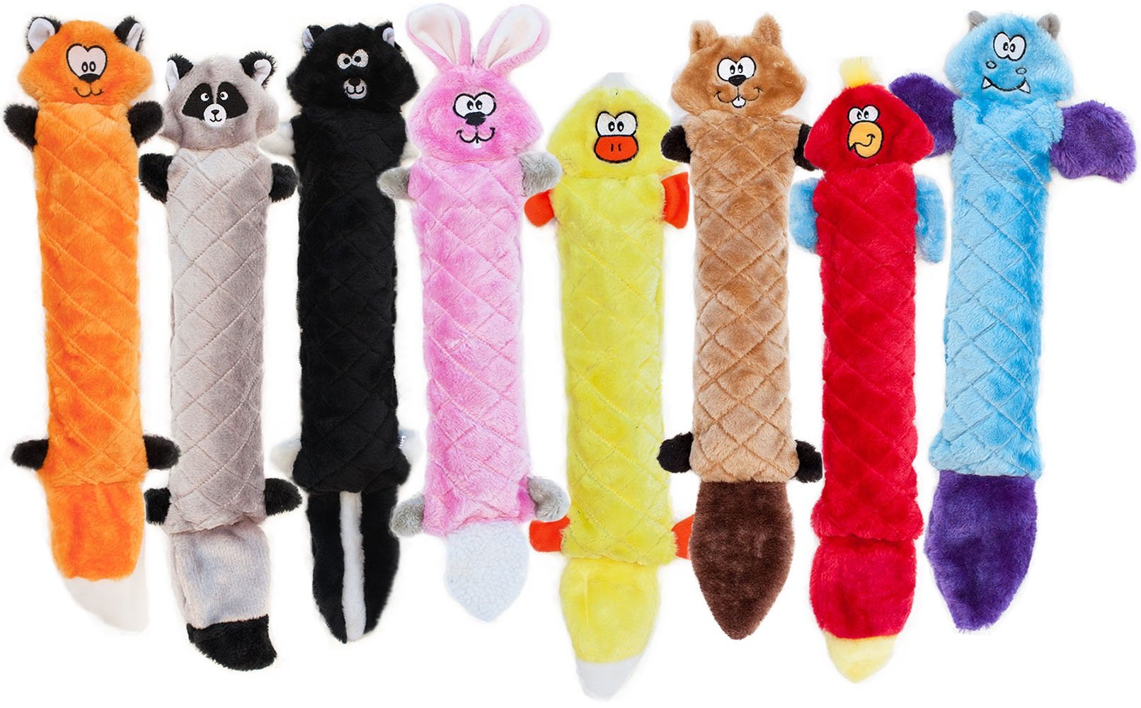 Zippypaws - Jigglerz Tough No Stuffing Squeaky Plush Dog Toy With Crinkle Head And Tail - Bunny