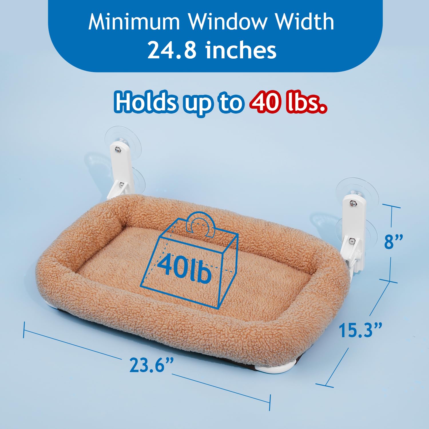 Zakkart Foldable Cat Hammock For Window - Cordless, Machine Washable Bed, Robust Metal Frame & Abs Brackets - Cat Window Perch F