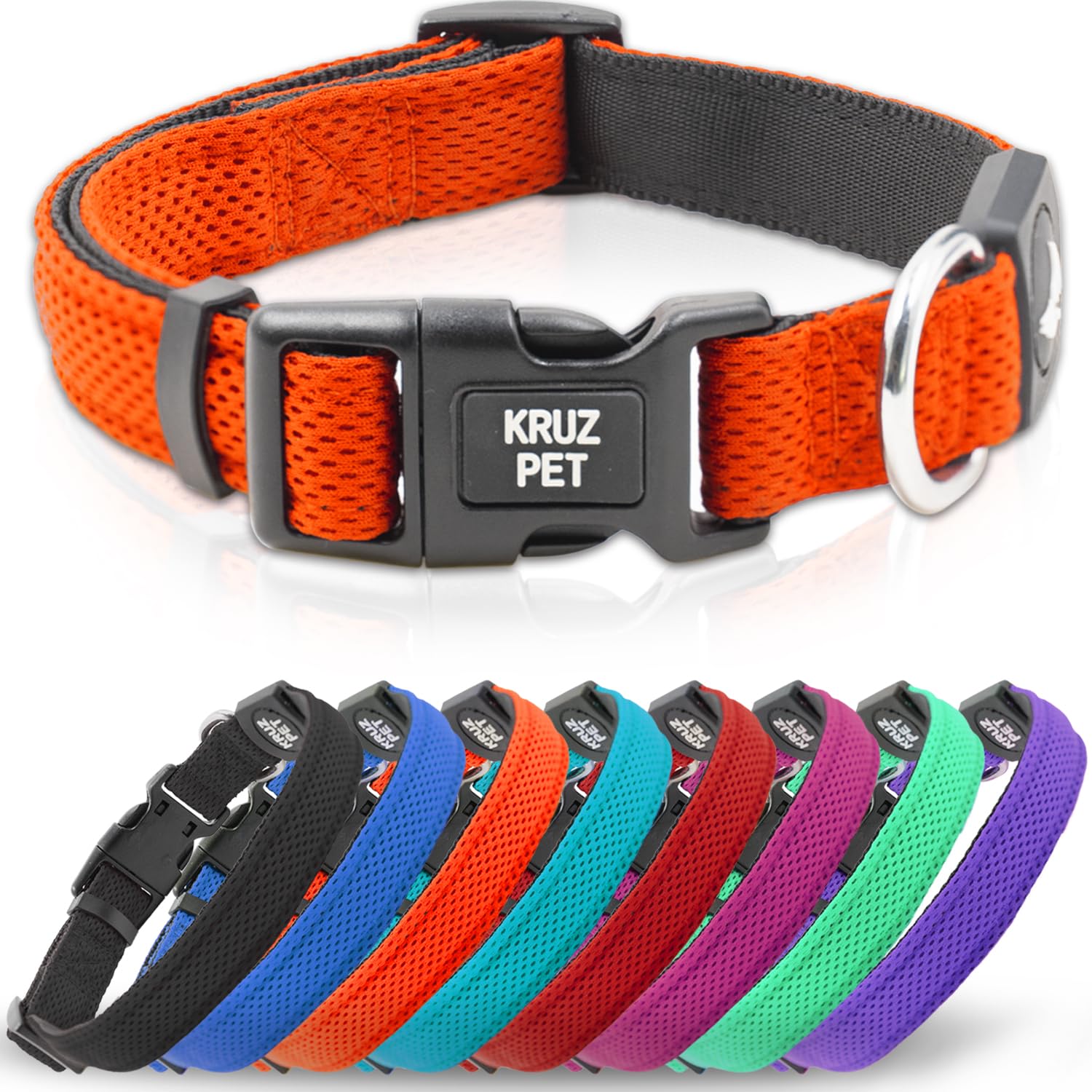 Kruz Original Heavy-Duty Adjustable Dog Collar - Ultra Soft Padding, Lifetime Durability, Comfortable Collar for Large, Medium, 