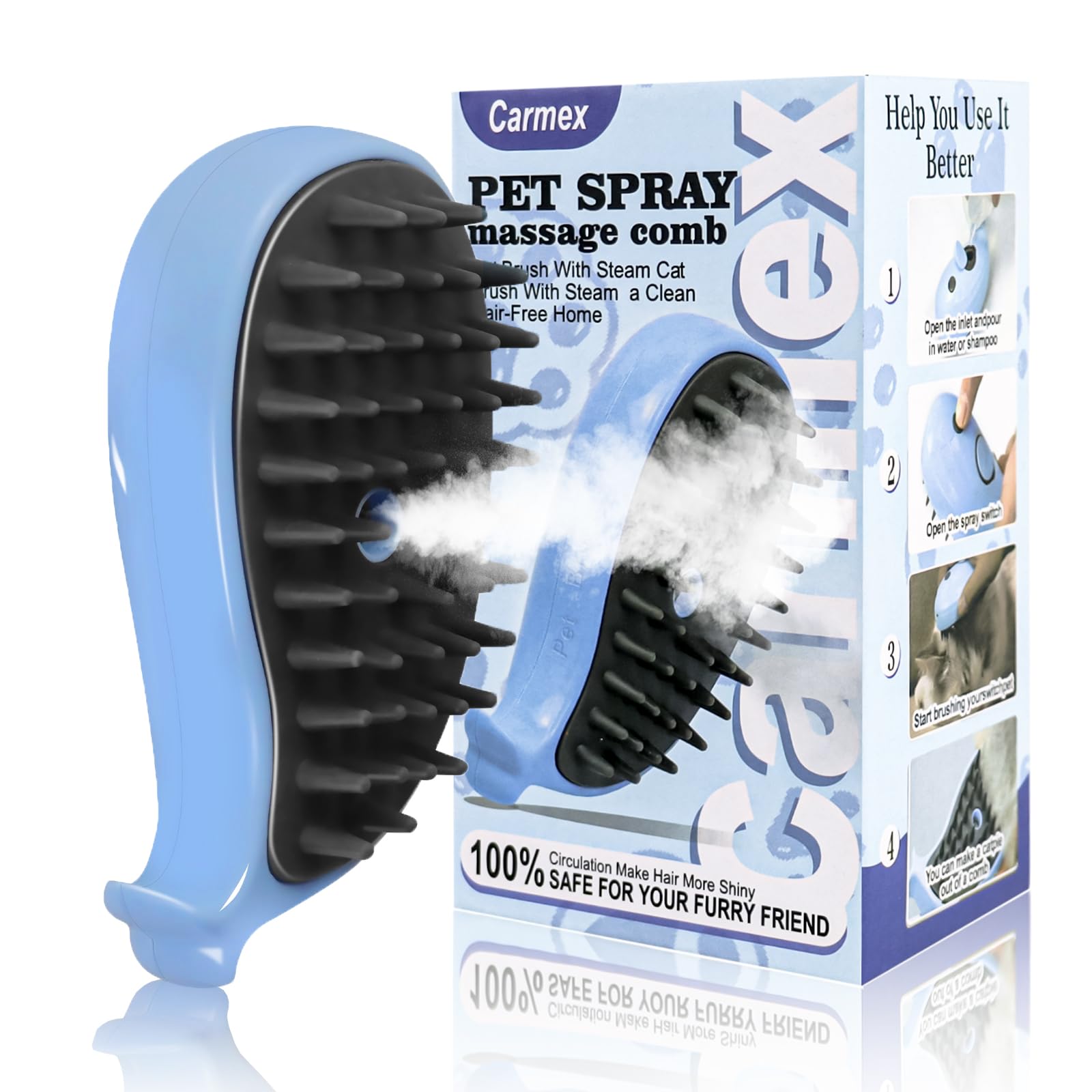 Cat Steam Brush For Shedding, Grooming With Steam, Rechargeable, Steamy Cat Brushes 3 In1, Self Cleaning Brush Massage,Clean And