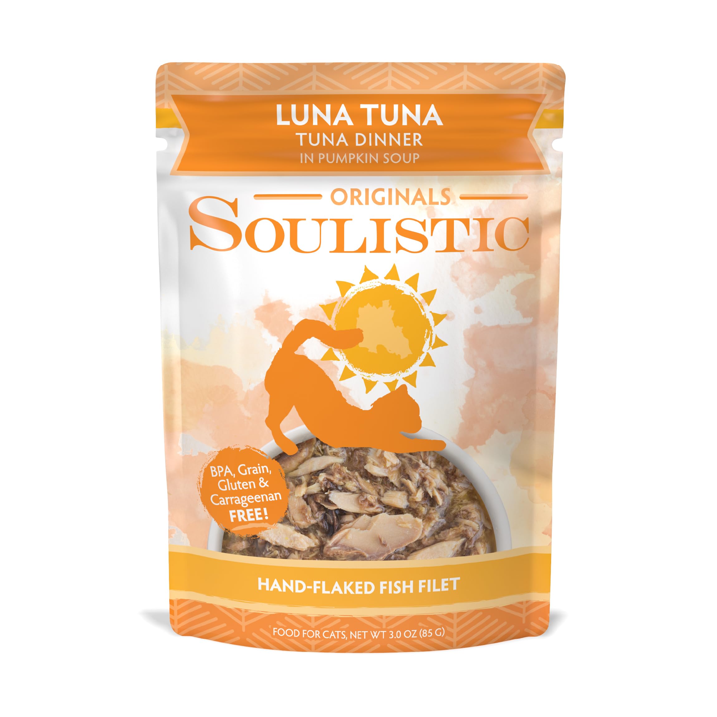 Soulistic Originals Wet Cat Food, Luna Tuna Tuna Dinner in Pumpkin Soup, 3oz Pouch, Pack of 8