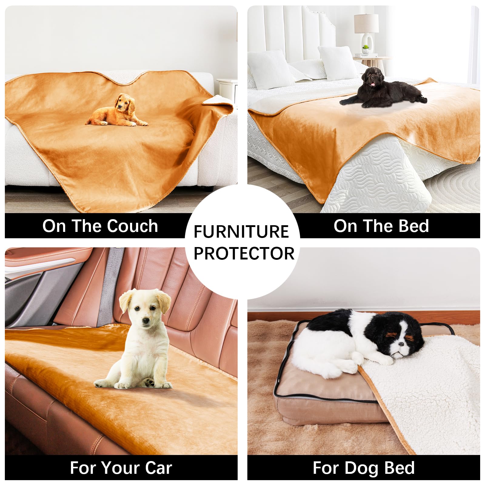Bigbeer Waterproof Dog Blankets For Large Dogs, Washable Pet Blanket For Indoor Cats, Plush Sherpa Puppy Throw Furniture Protect