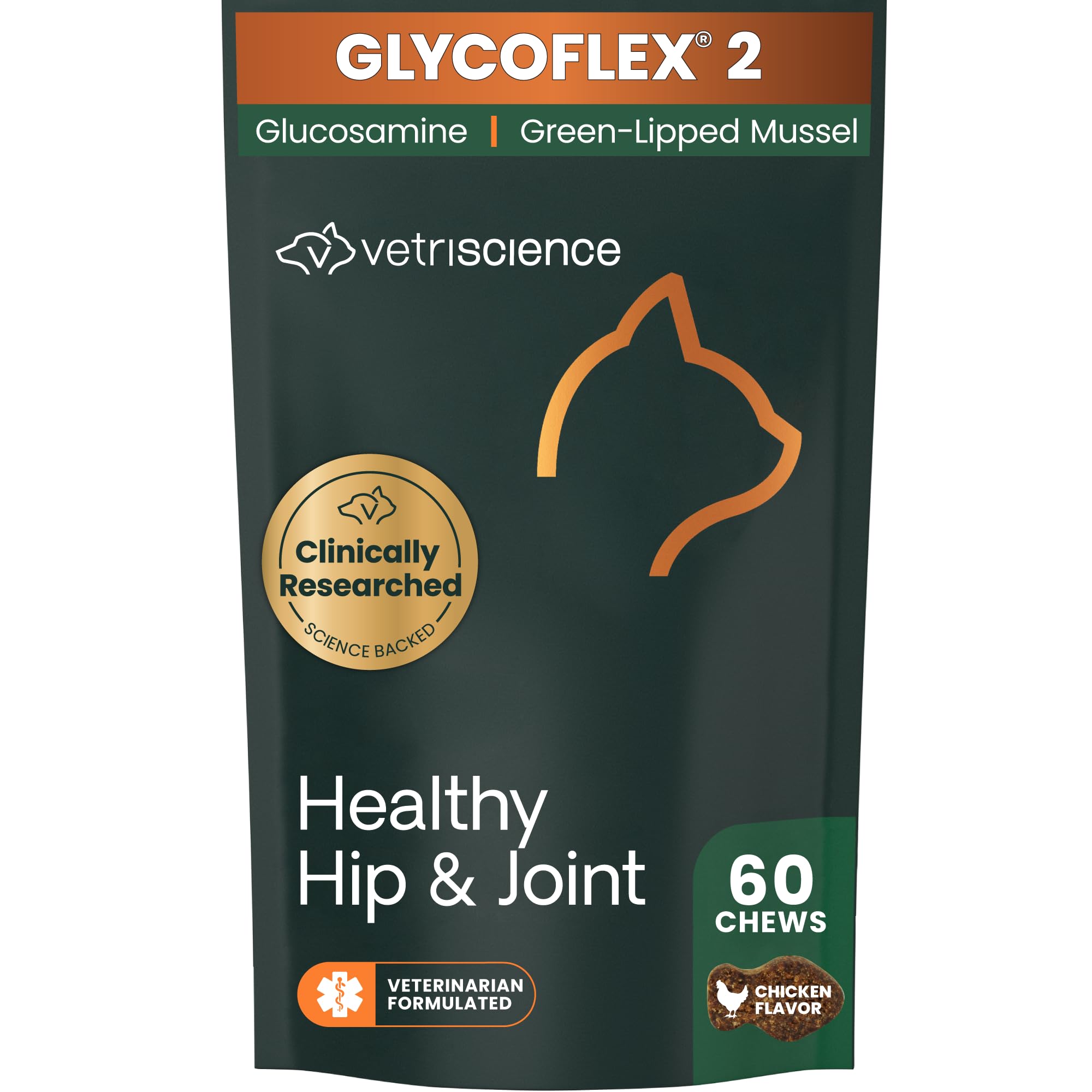 VetriScience Healthy Hip & Joint Chews, GlycoFlex Glucosamine and Green-Lipped Mussel Joint Support Supplement for Cats, Promote