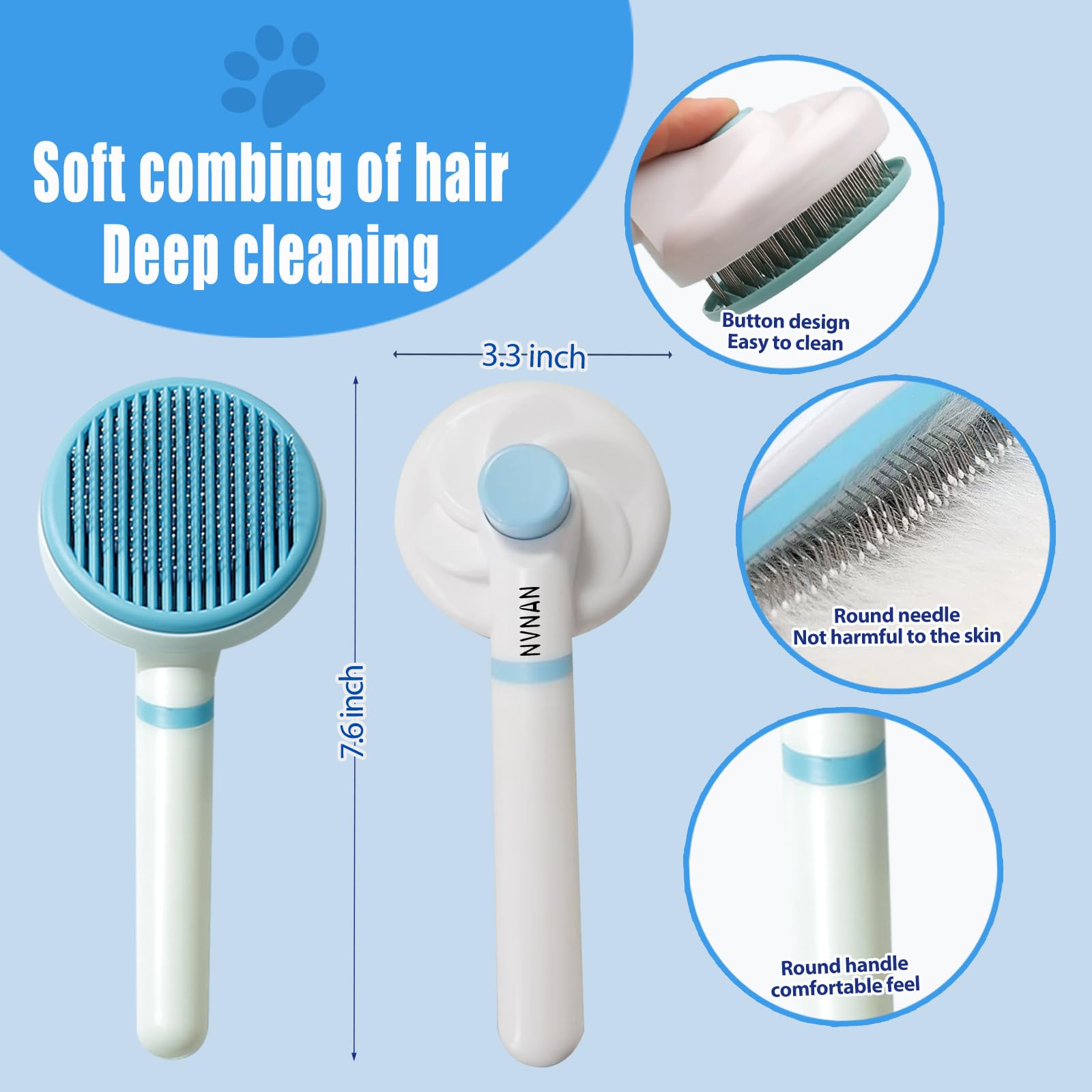 NVNAN 5 Piece Dog Grooming Brush Set with Grooming Gloves, Deshedding Comb & Massage Bath Brush | Dog Shampoo Brush - Multifunct