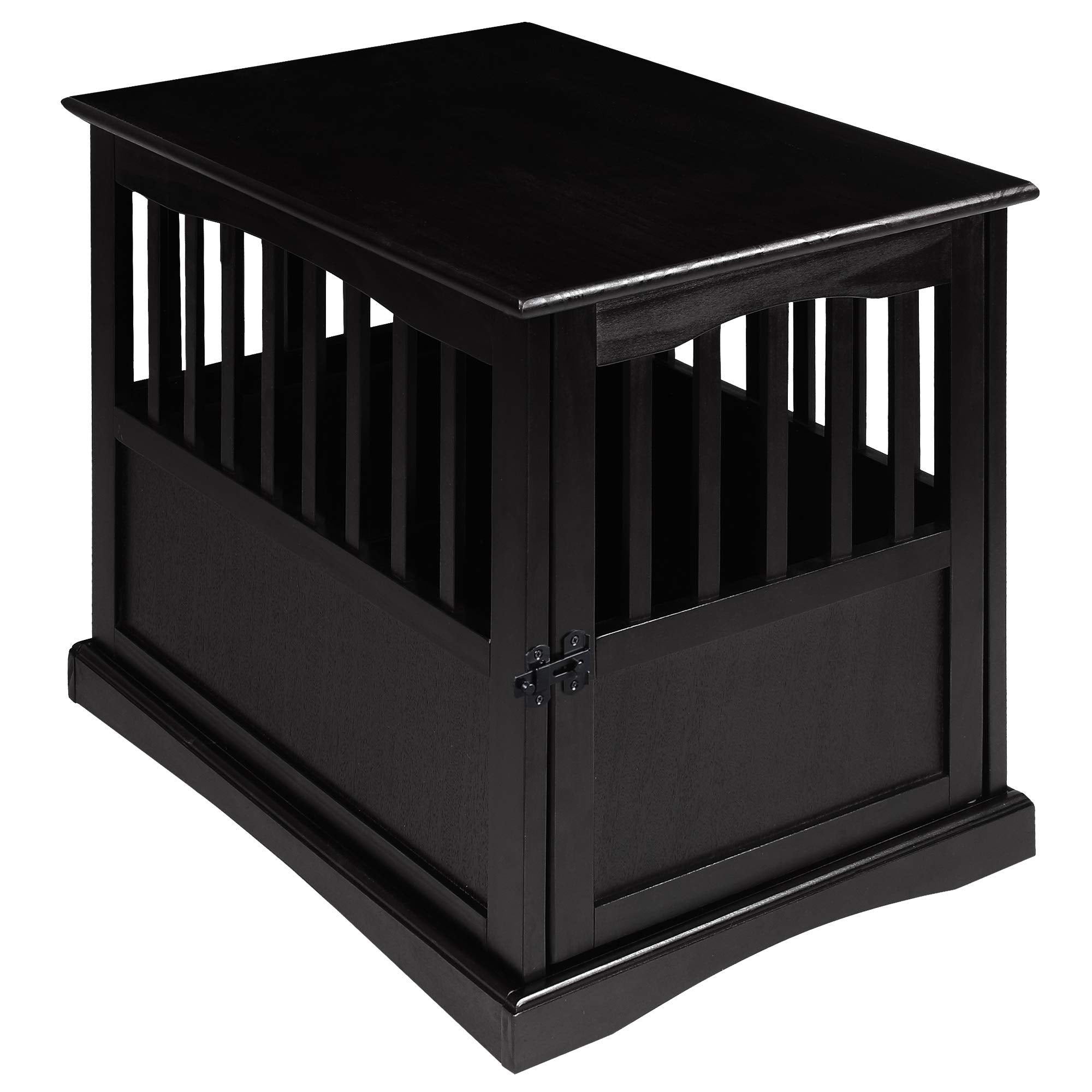 Casual Home Wooden Indoor Dog Crate House Kennel End Table Night Stand Furniture With Lockable Latch For Small To Medium Pets, Black