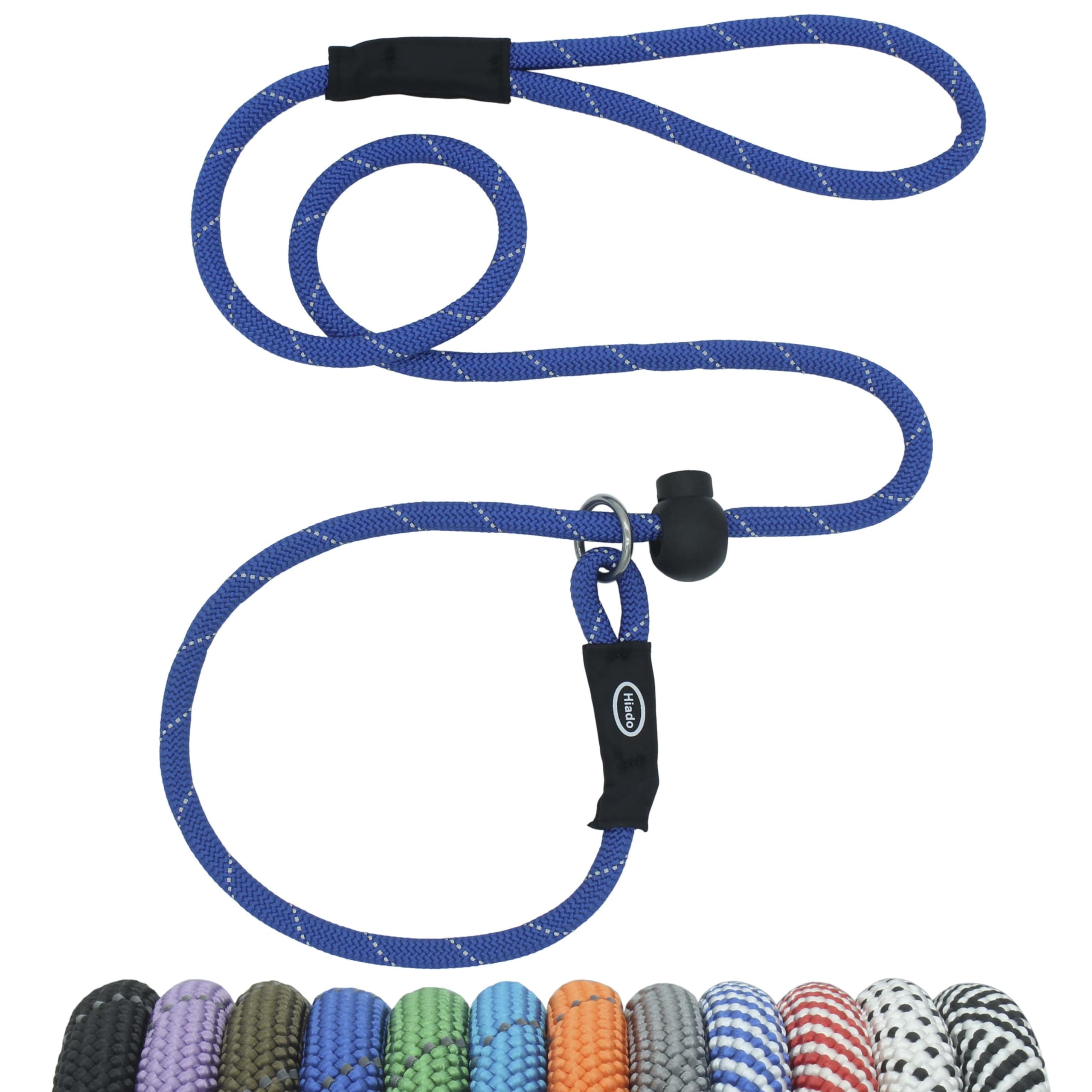 Hiado Slip Lead Dog Leash Reflective With Stopper Loop Rope Training No Pull For Small Medium Large Dogs 5Ft Blue