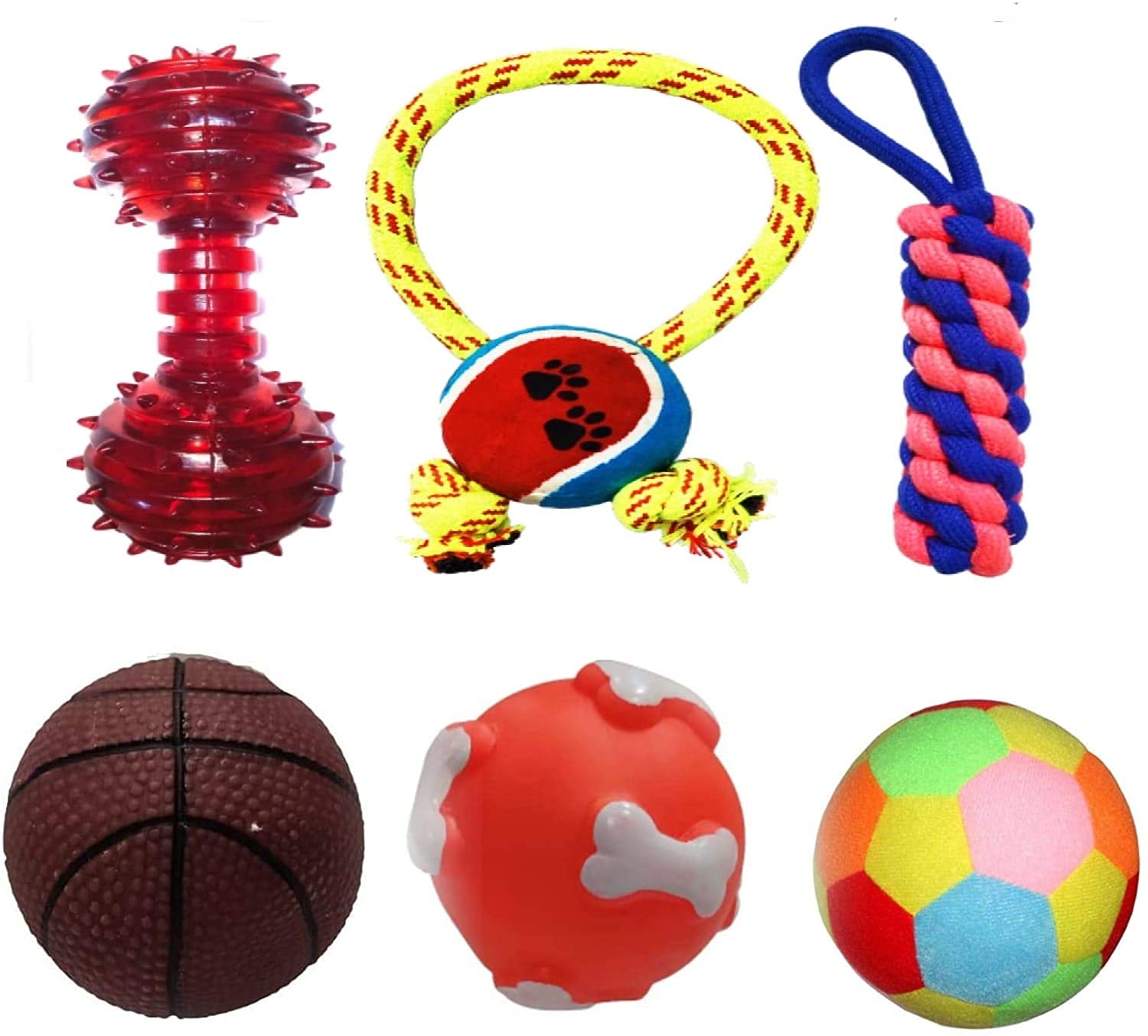 Psk Pet Mart 6 Toy Rope Toys Combo Puppy Teether Puppy Ball Chew Toys Teething Toys (Combo Of 6)