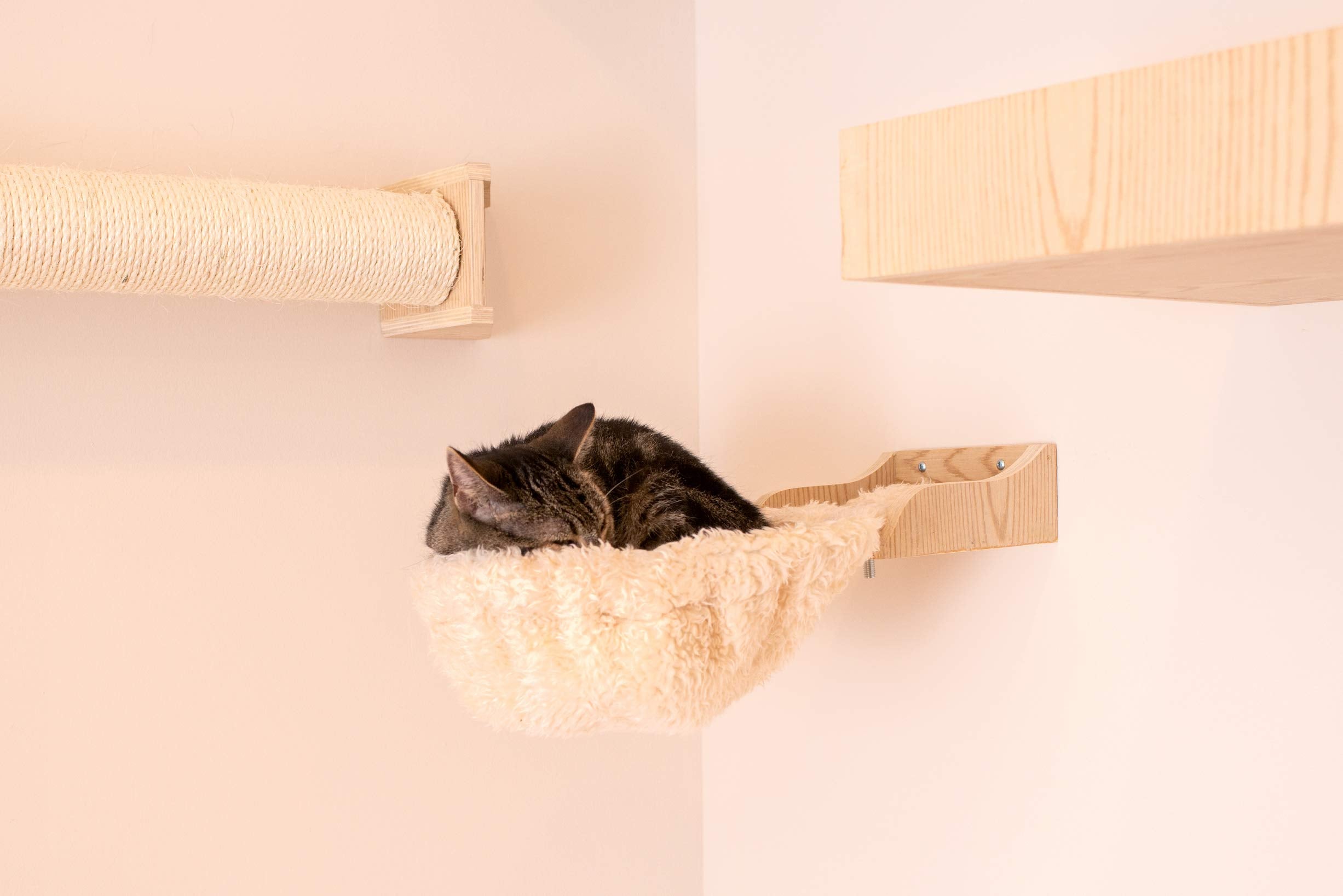 Armarkat Cat Wall Scratch Series: Tree W1907B with Condo, Perch, and Soft Perch, Natural Beige