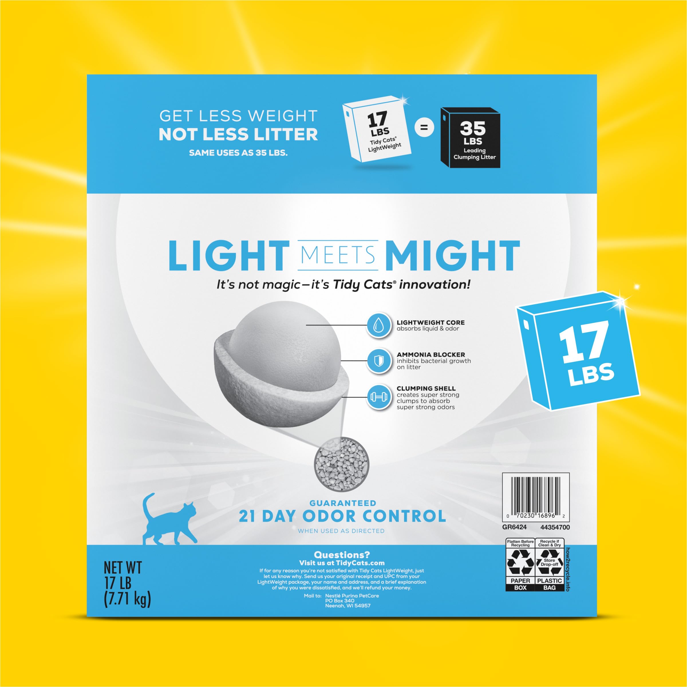 Purina Tidy Cats Low Dust, Multi Cat, Clumping Cat Litter Odor Control Formula, Lightweight Glade Clear Springs - 17 Lb. Box