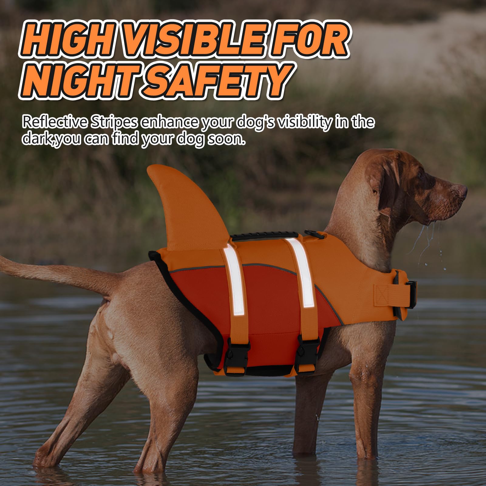 Doglay Shark Life Vest For Dogs - Ripstop Jacket With Superior Buoyancy And Rescue Handle, Adjustable For Boating Swimming, Pet