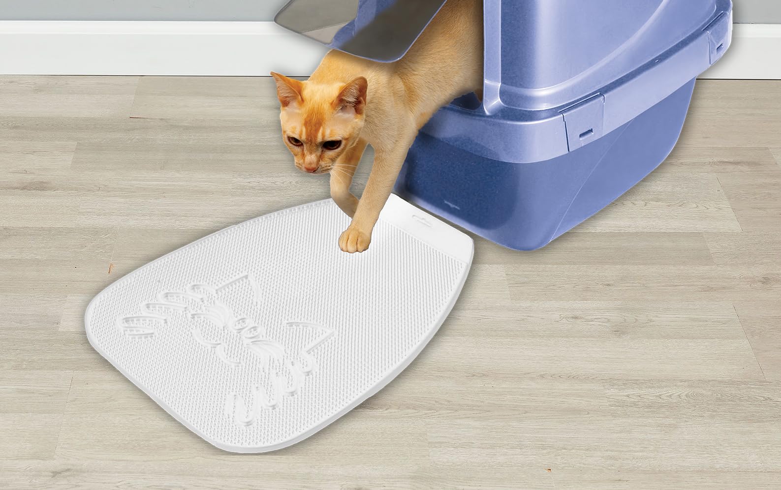 Van Ness Pets Trackless Cat Litter Mat Traps Litter From Box, Waterproof, White