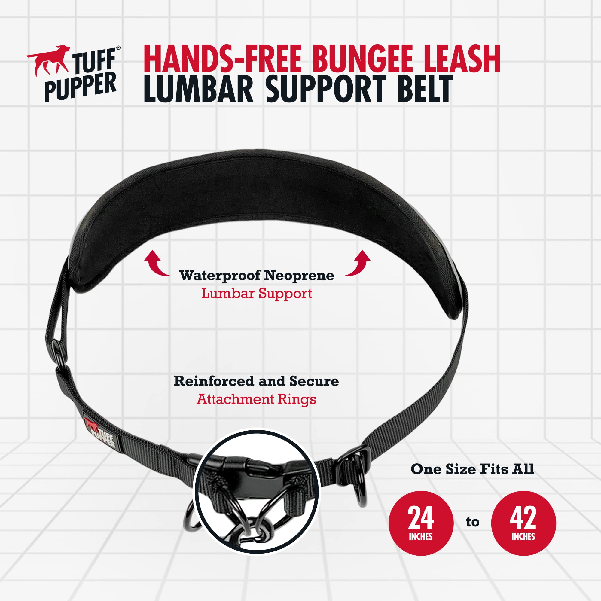 Tuff Pupper Heavy Duty Hands Free Bungee Dog Leash | Two Large Dogs Up To 250 Lbs | Comfortable Shock Absorbing Bungee | Reflect