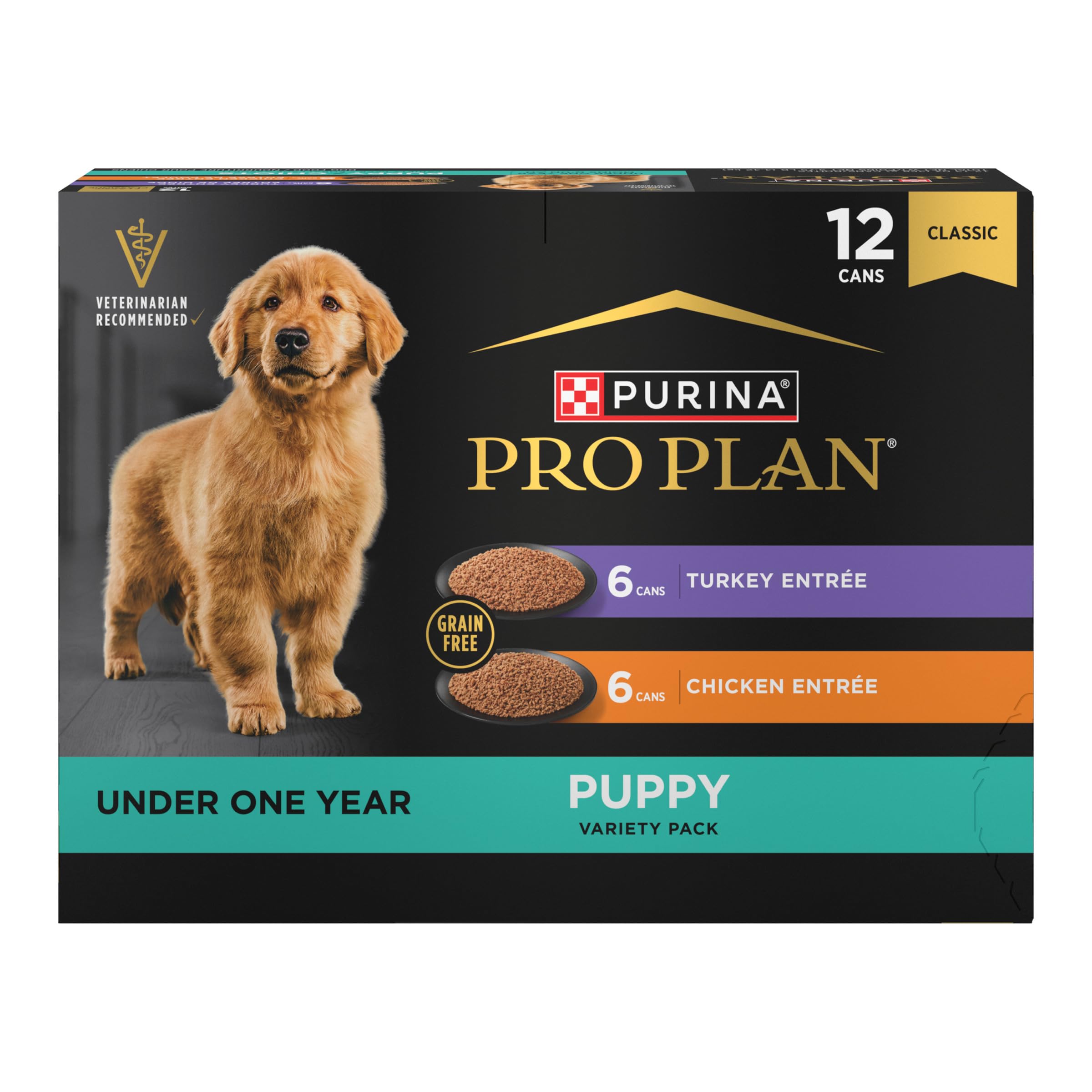Purina Pro Plan Development Wet Puppy Food, Grain Free Chicken Entree and Grain Free Turkey Entree Variety Pack - (Pack of 12) 1