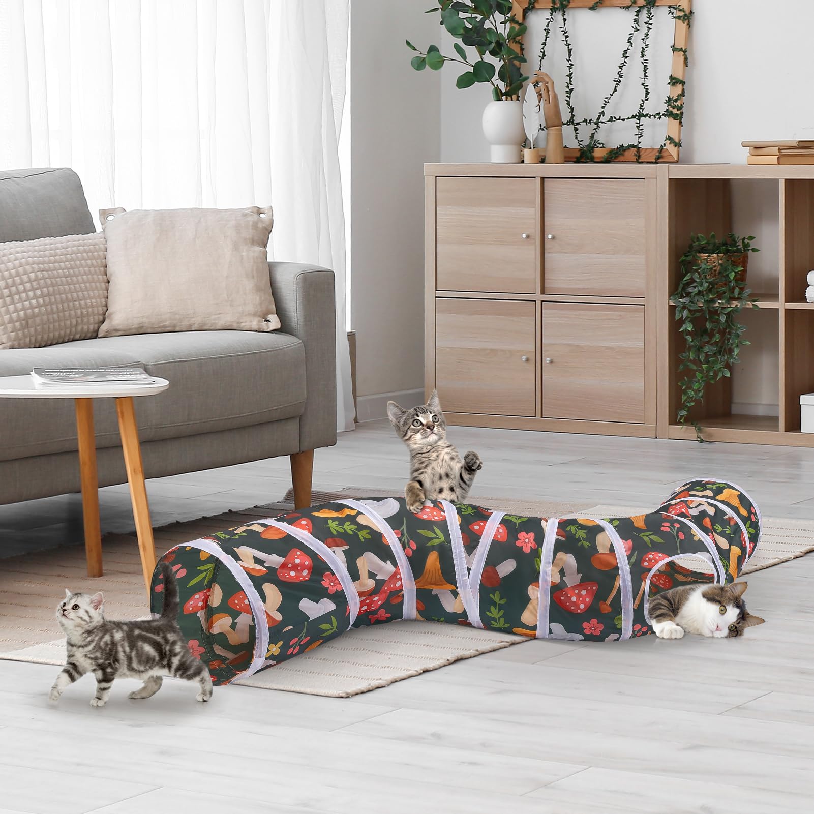 Glittme Cat Tunnel - S-Shape Peekaboo Cave With Toys, Foldable Tubes For Indoor Cats, Rabbits, Puppies, Guinea Pigs