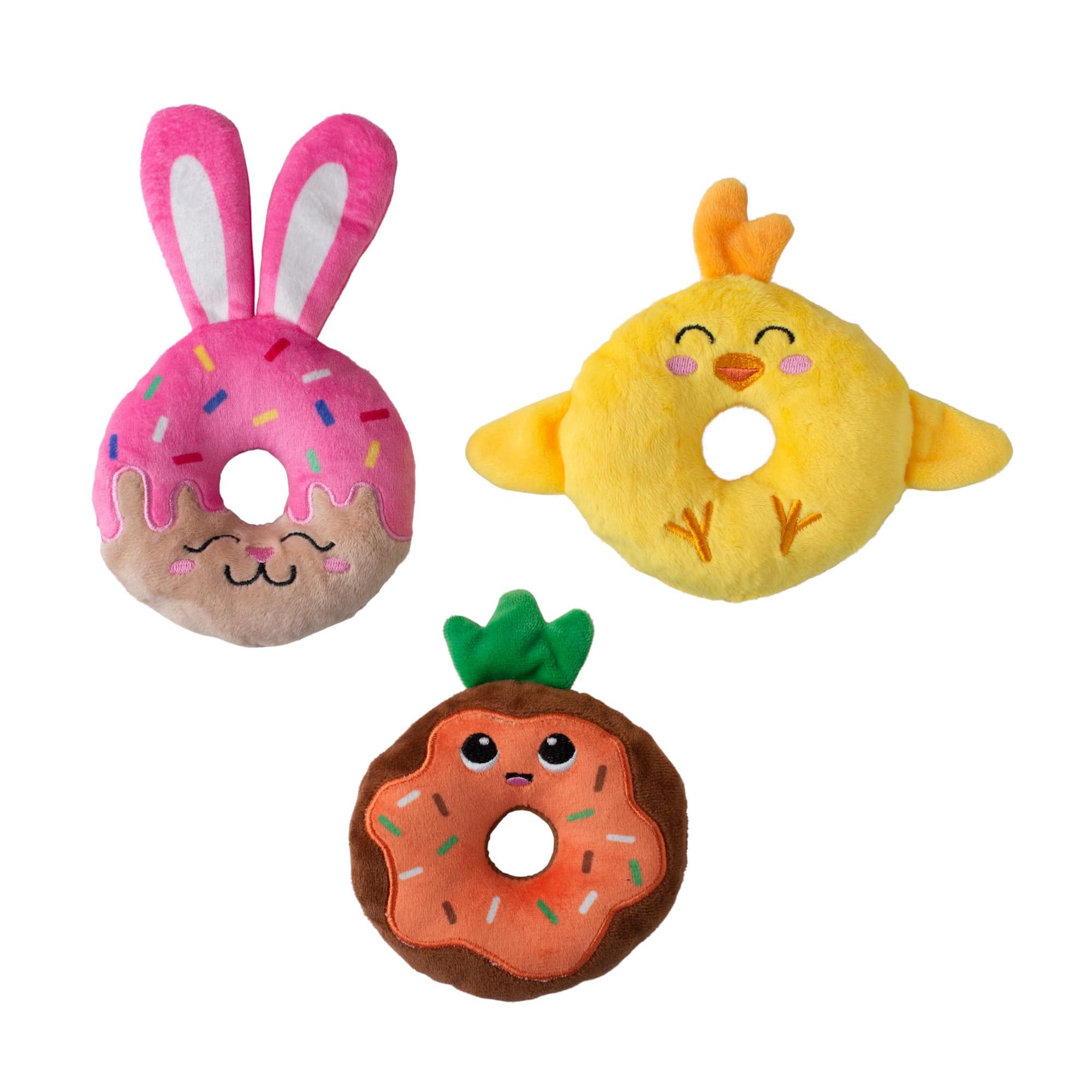 Fringe Studio Plush Dog Toy, 3 Pieces Set, Holey Donuts, Petshop Collection (662098)
