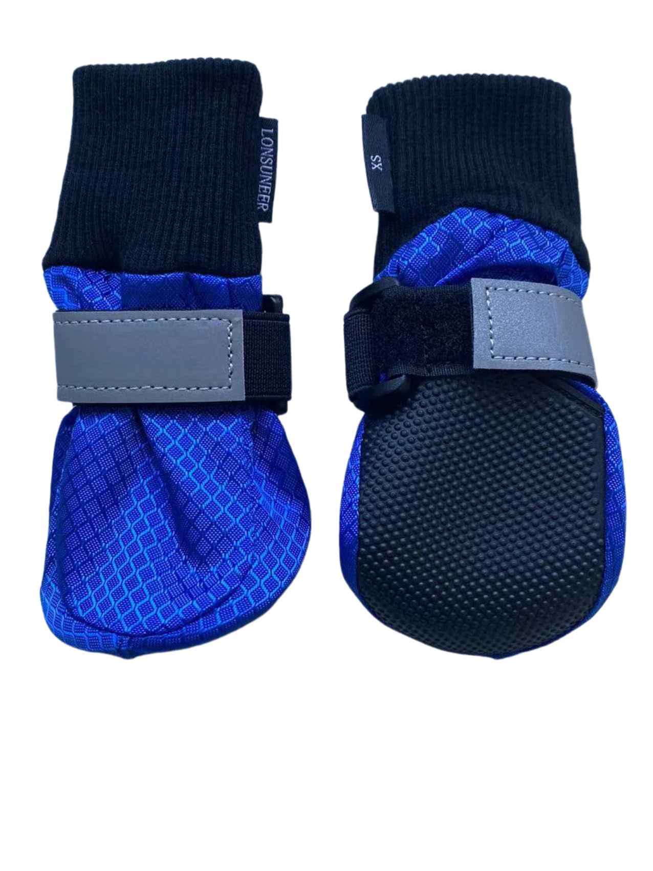 LONSUNEER Paw Protector Dog Boots Soft Sole Nonslip and Reflective Set of 4 Color Blue Size X-Small