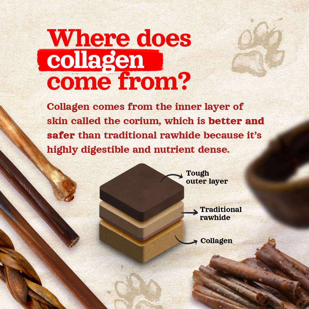 Natural Farm Peanut Butter Stuffed Collagen Sticks for Dogs (12 Inch, 5-Pack), Rawhide-Free Collagen Sticks, Natural Long Lastin