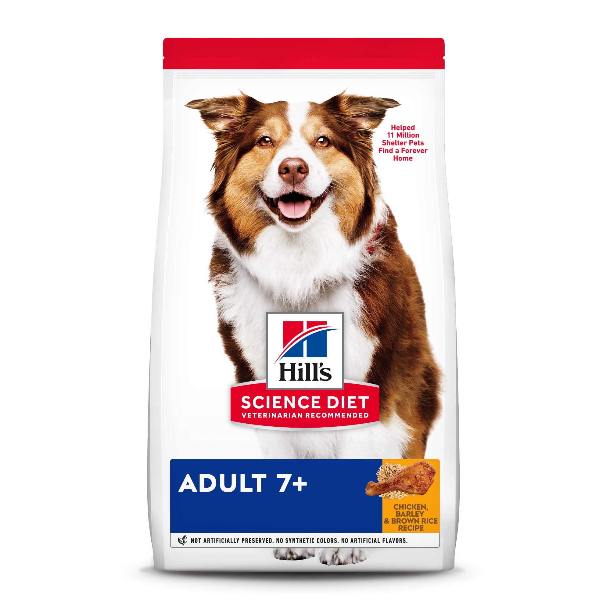 Hills Science Diet Adult 7+, Senior Adult 7+ Premium Nutrition, Dry Dog Food, Chicken, Brown Rice, & Barley, 5 lb Bag