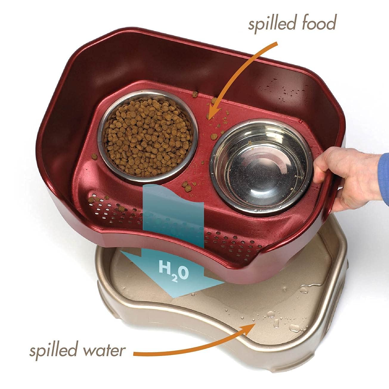 Neater Feeder Deluxe Mess Proof Dog Bowls Elevated for Large Dogs - Made in USA - No Spill Raised Dog Food Bowl Stand w/Leg Exte